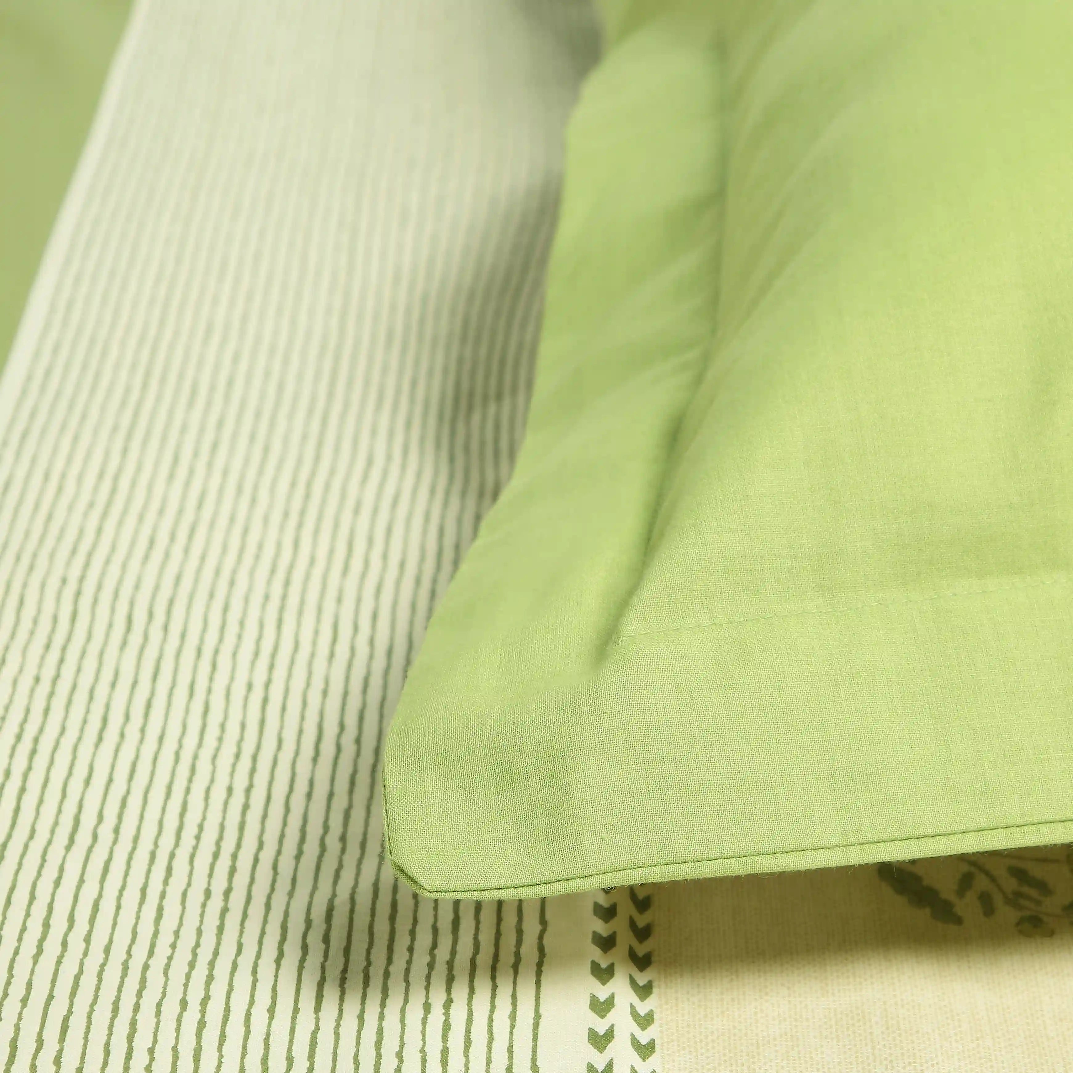 Chippa Lane | Contemporary Indian Print Design Cotton Fitted Sheet Set-Indian Moss Indian Moss / Queen