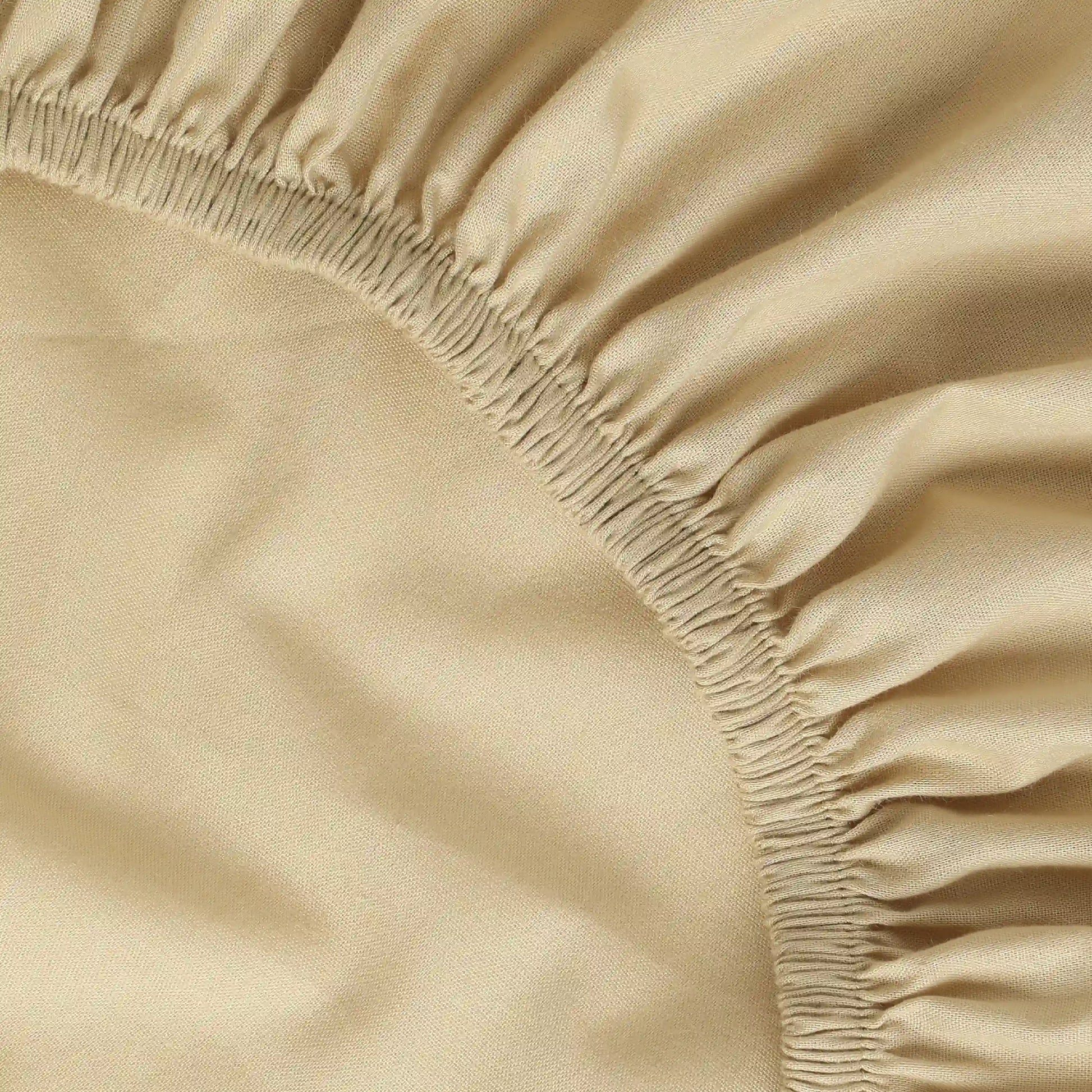 Paleto | Everyday Hues Solid Dyed Cotton Fitted Sheet Set-Beige Beige / King