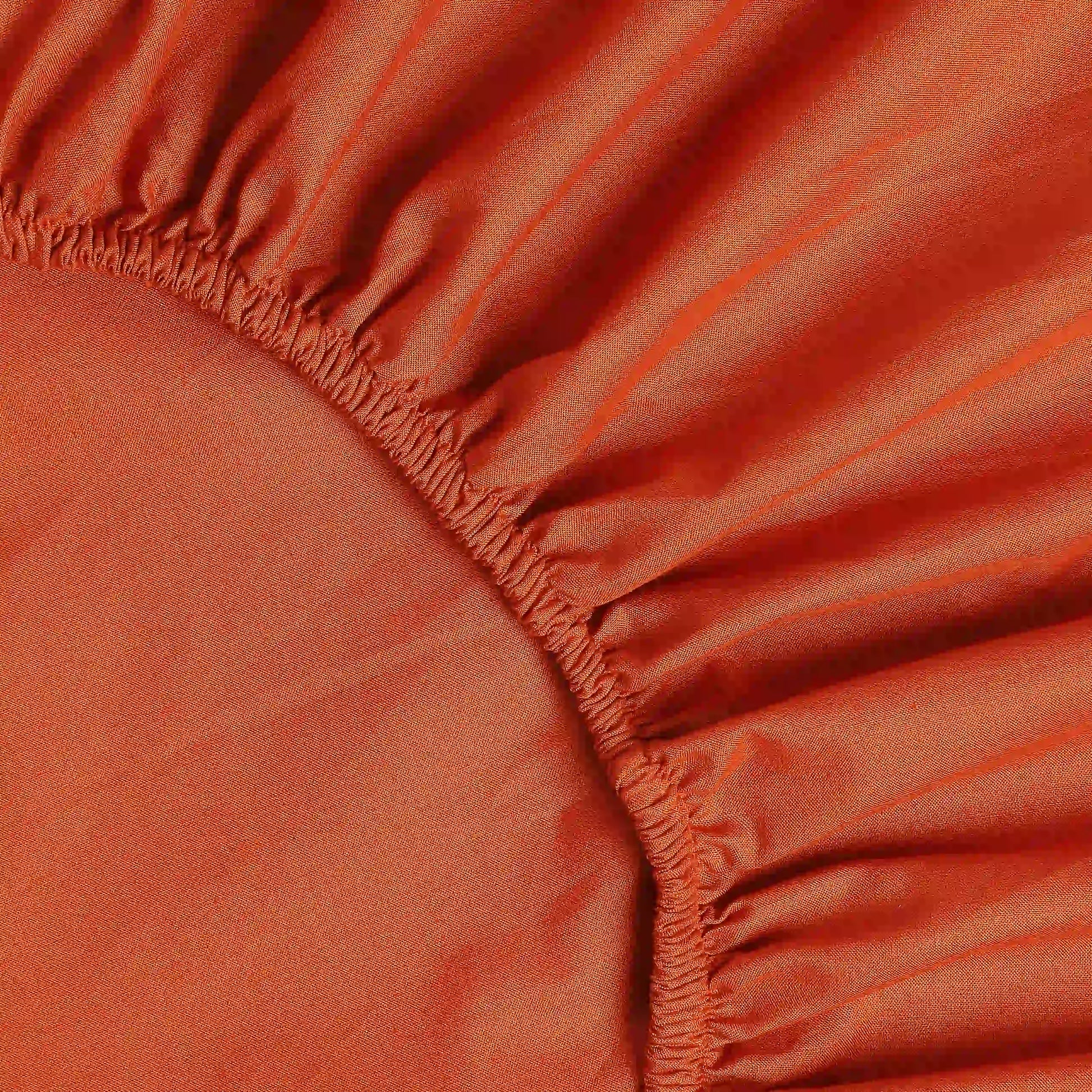 Paleto | Everyday Hues Solid Dyed Cotton Fitted Sheet Set-Rust Rust / King