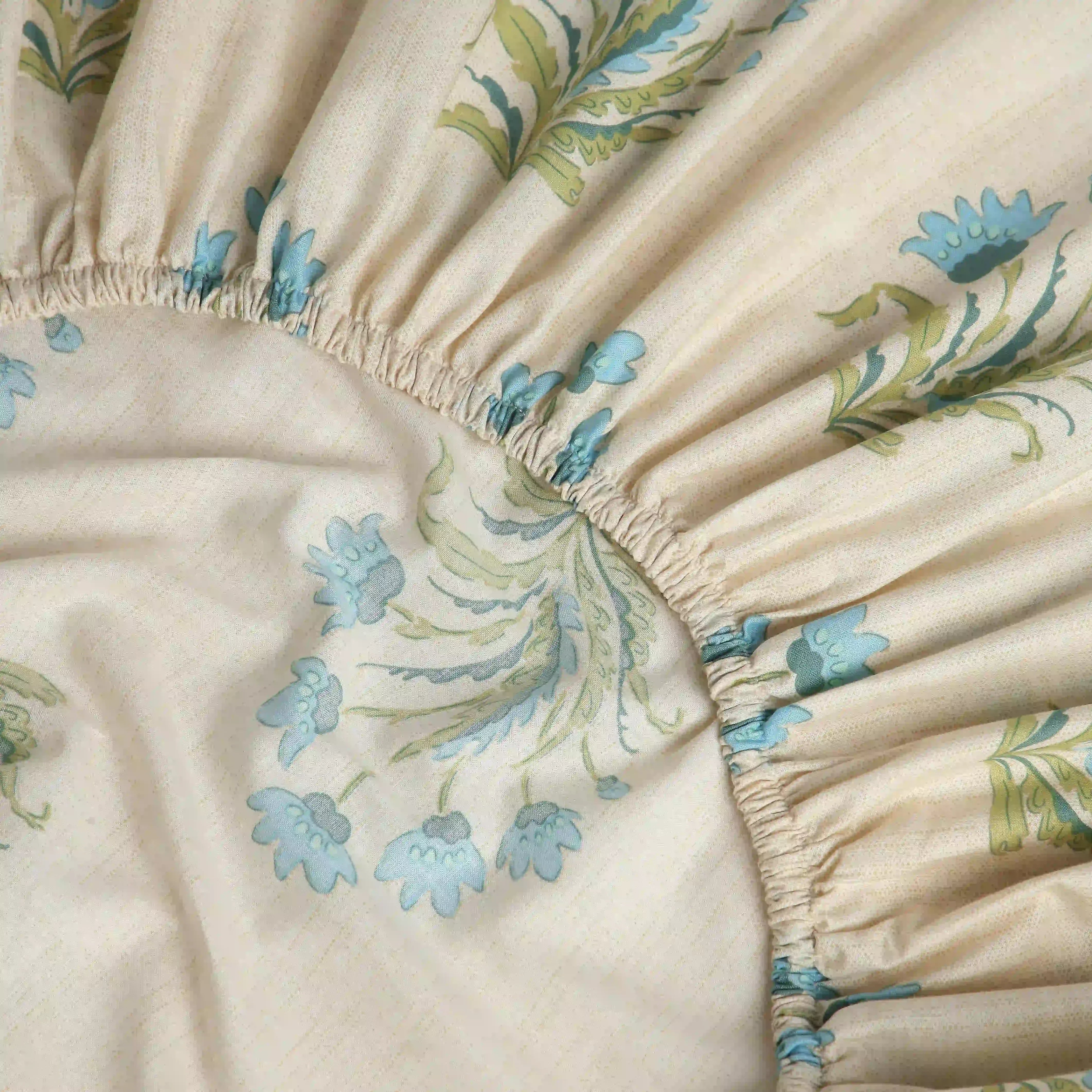 Chippa Lane | Contemporary Indian Print Design Cotton Fitted Sheet Set-Indian Sage Indian Sage / King