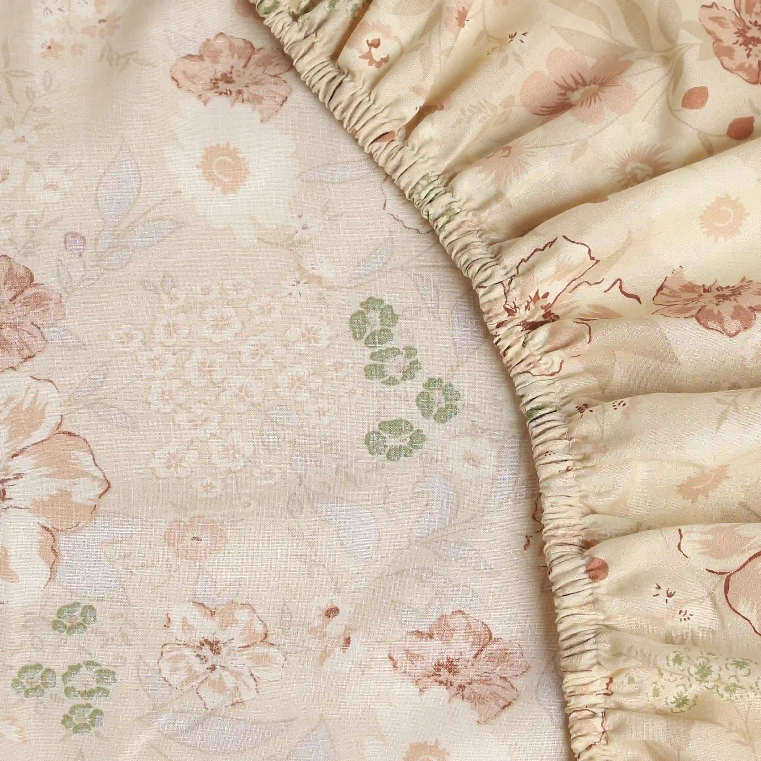 Mishella Printed Beige Fitted Sheet Set Beige / Queen