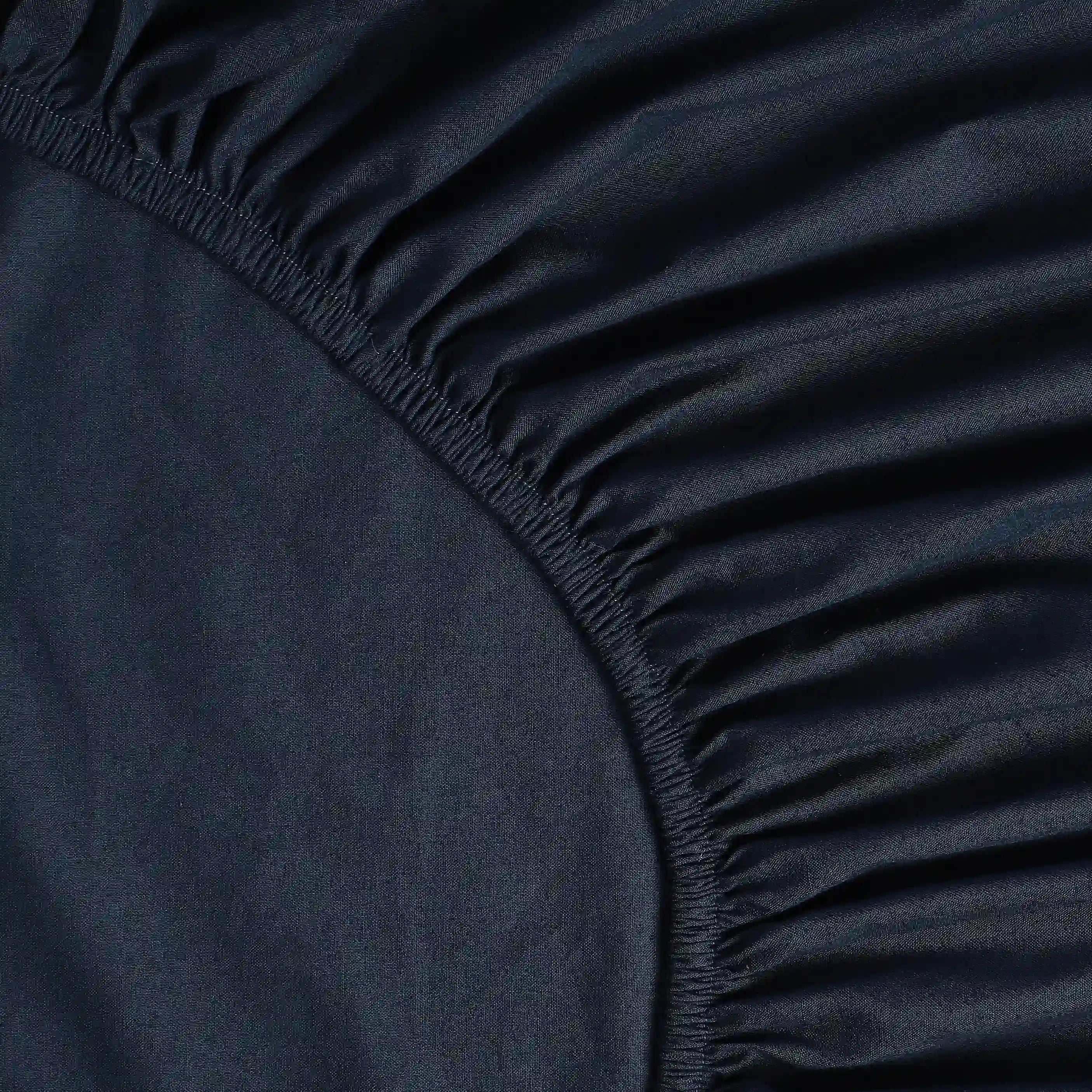 Paleto | Everyday Hues Solid Dyed Cotton Fitted Sheet Set-Navy Navy / King