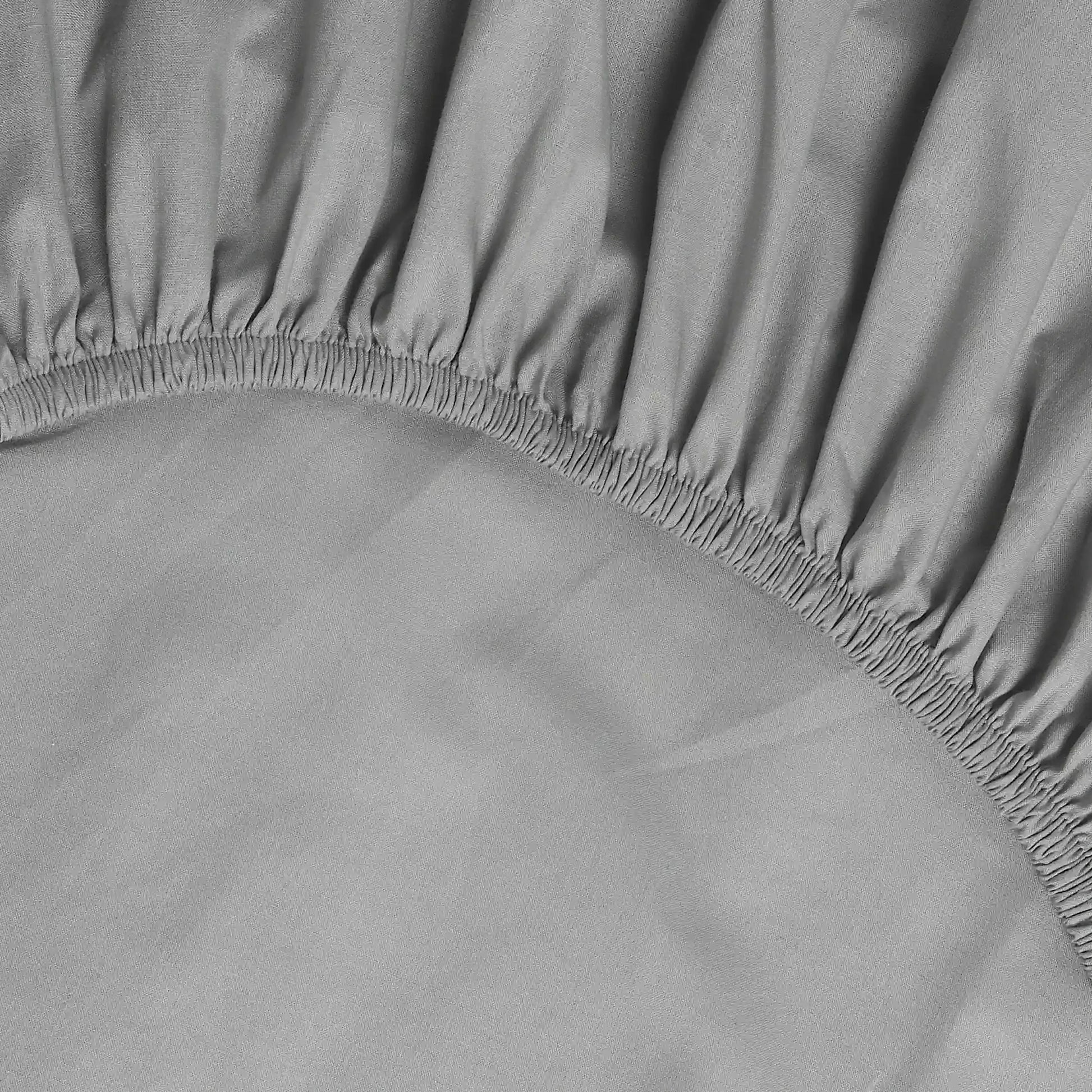 Paleto | Everyday Hues Solid Dyed Cotton Fitted Sheet Set-Grey Grey / King