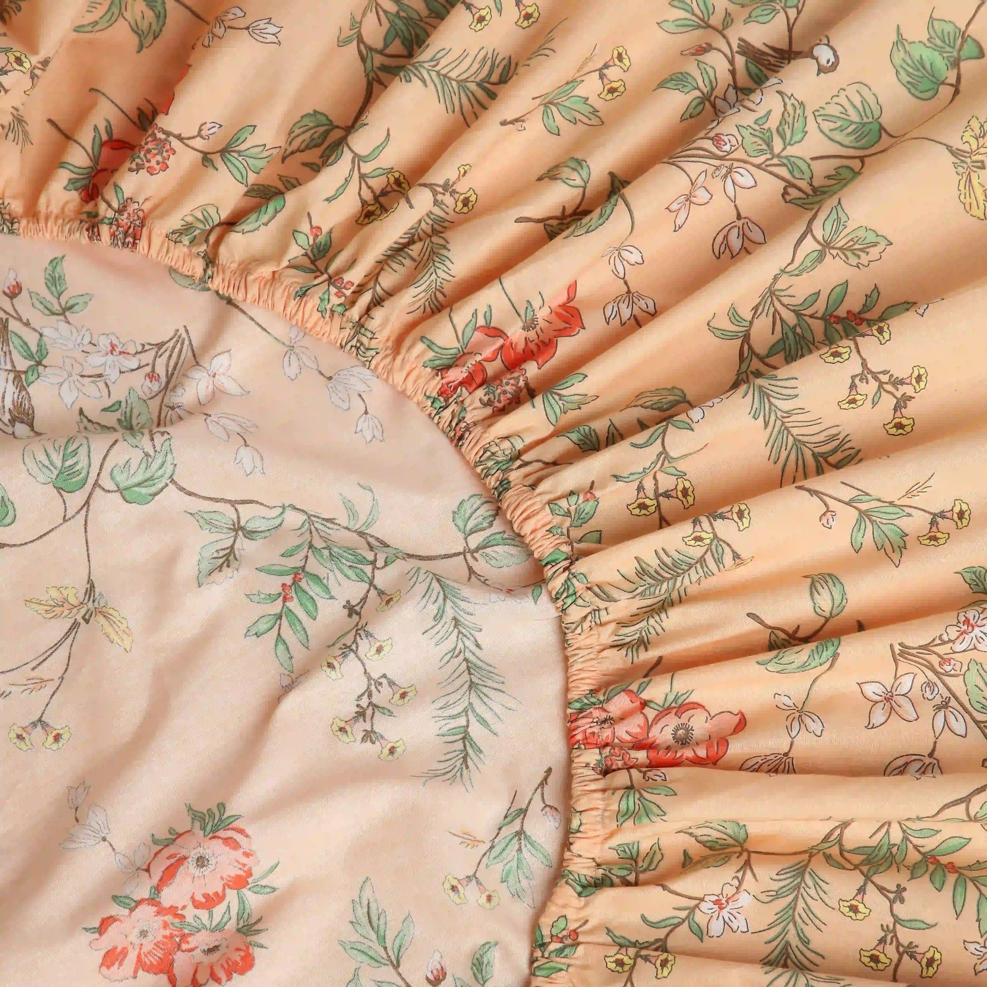 Bloomshire Luxe Printed Fitted Sheet Set-Peach Peach / King