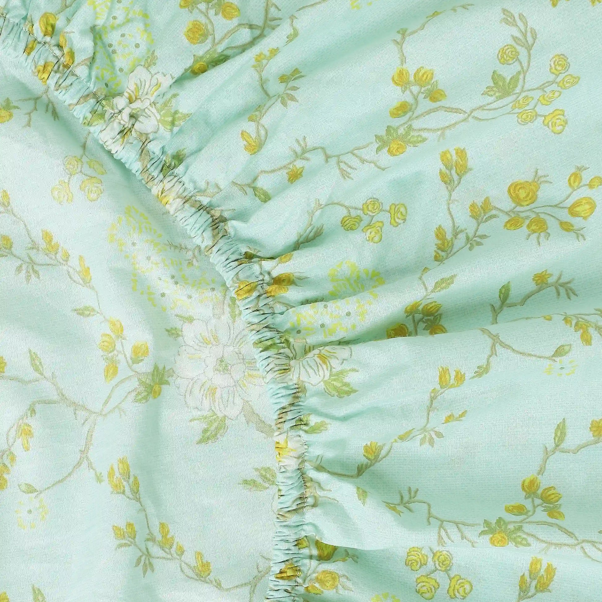 Bloomshire Luxe Printed Fitted Sheet Set-Light Blue Light Blue / King