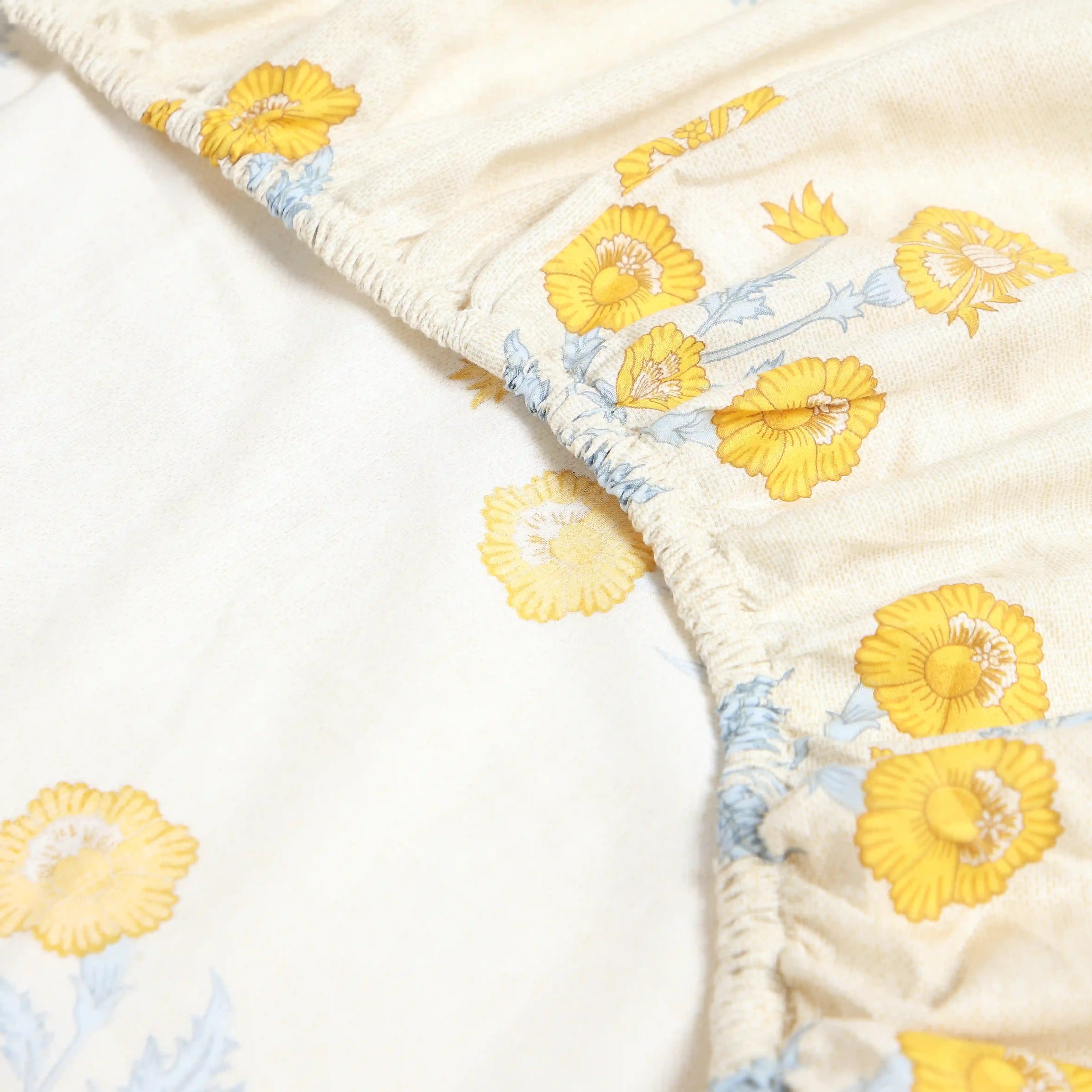 Chippa Lane | Contemporary Indian Print Design Cotton Fitted Sheet Set-Ochre Ochre / King