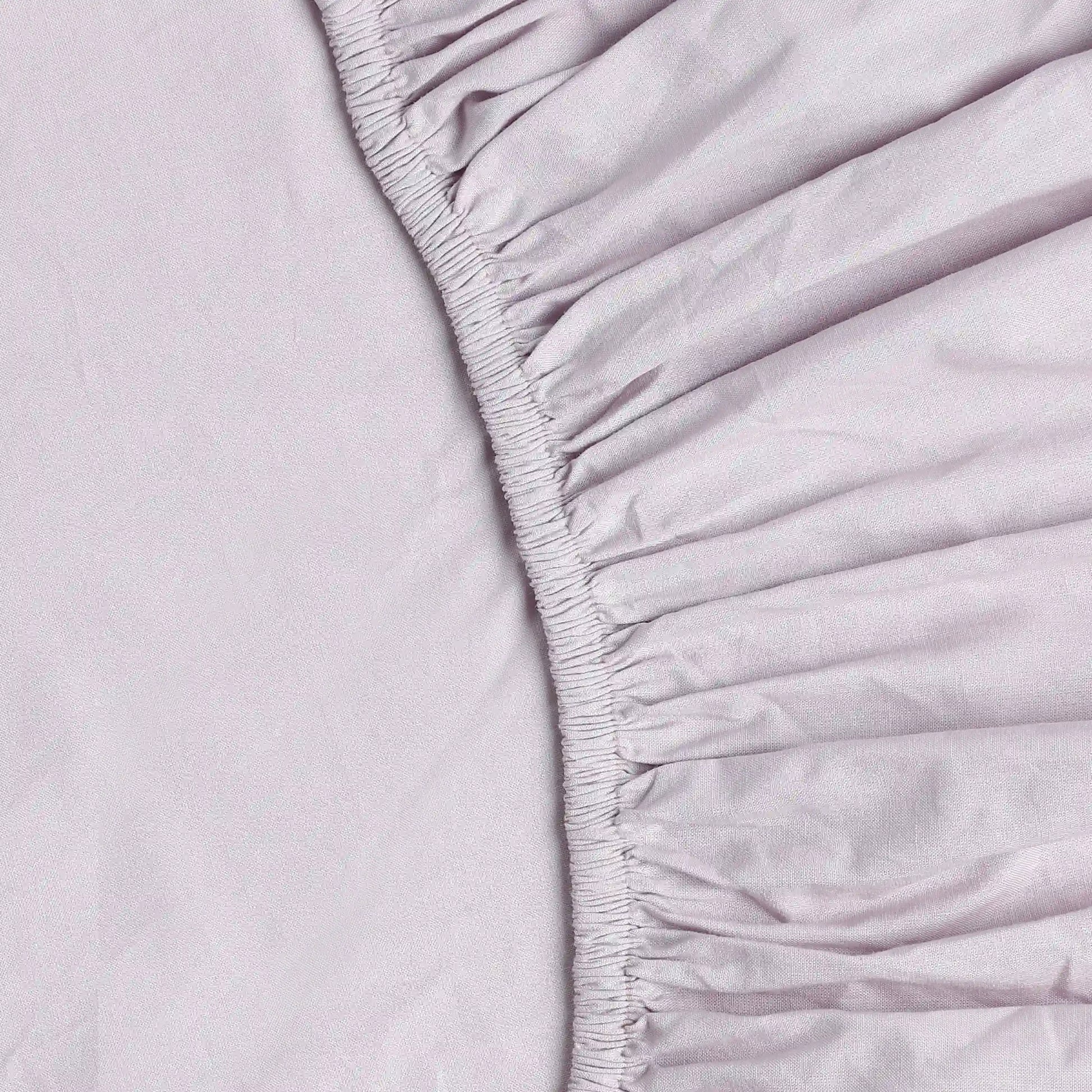 Paleto | Everyday Hues Solid Dyed Cotton Fitted Sheet Set-Grey Lavender Grey Lavender / King