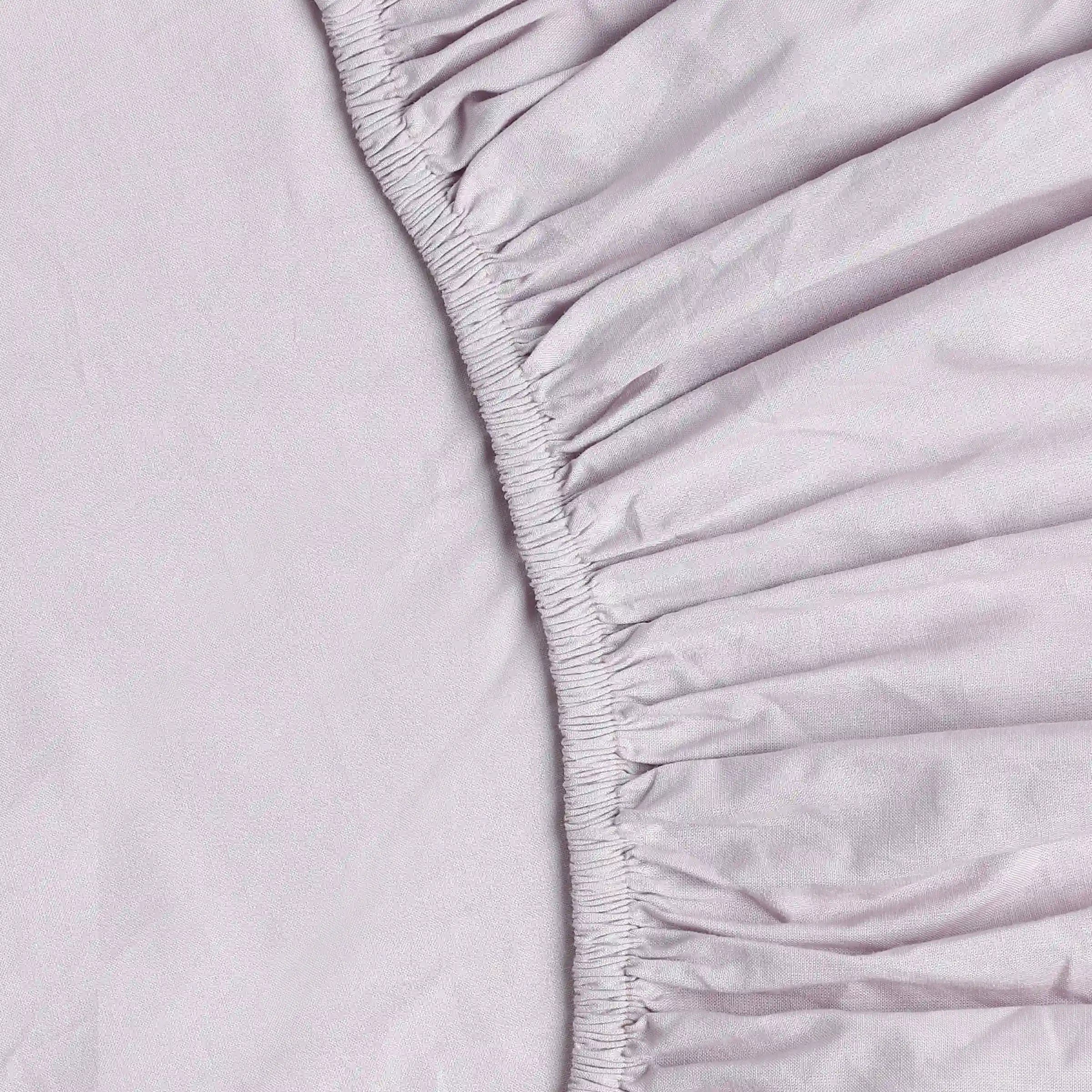 Paleto | Everyday Hues Solid Dyed Cotton Fitted Sheet Set-Grey Lavender Grey Lavender / King