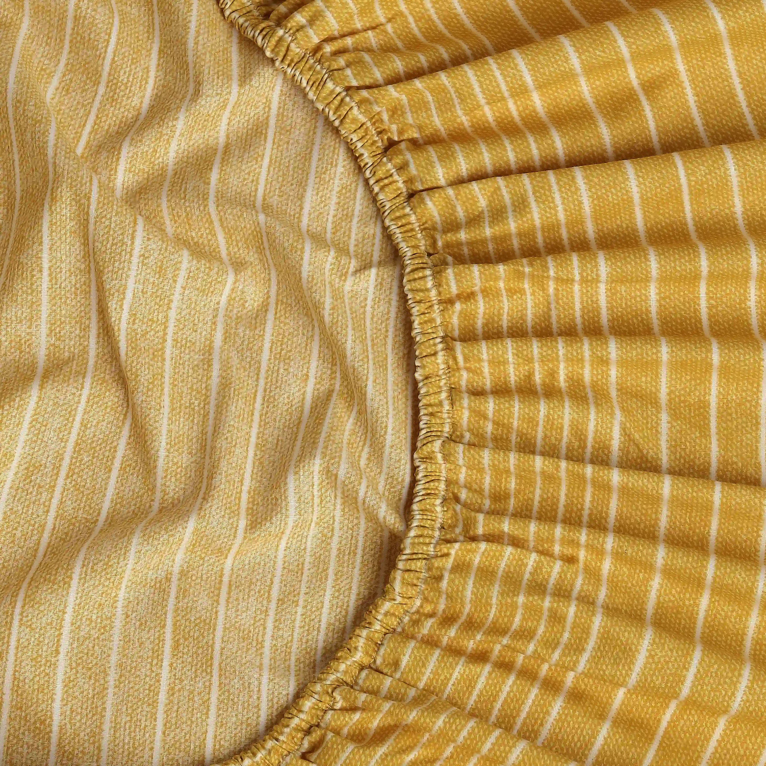 Threadscapes Printed Fitted Sheet Set-Mustard Mustard / King