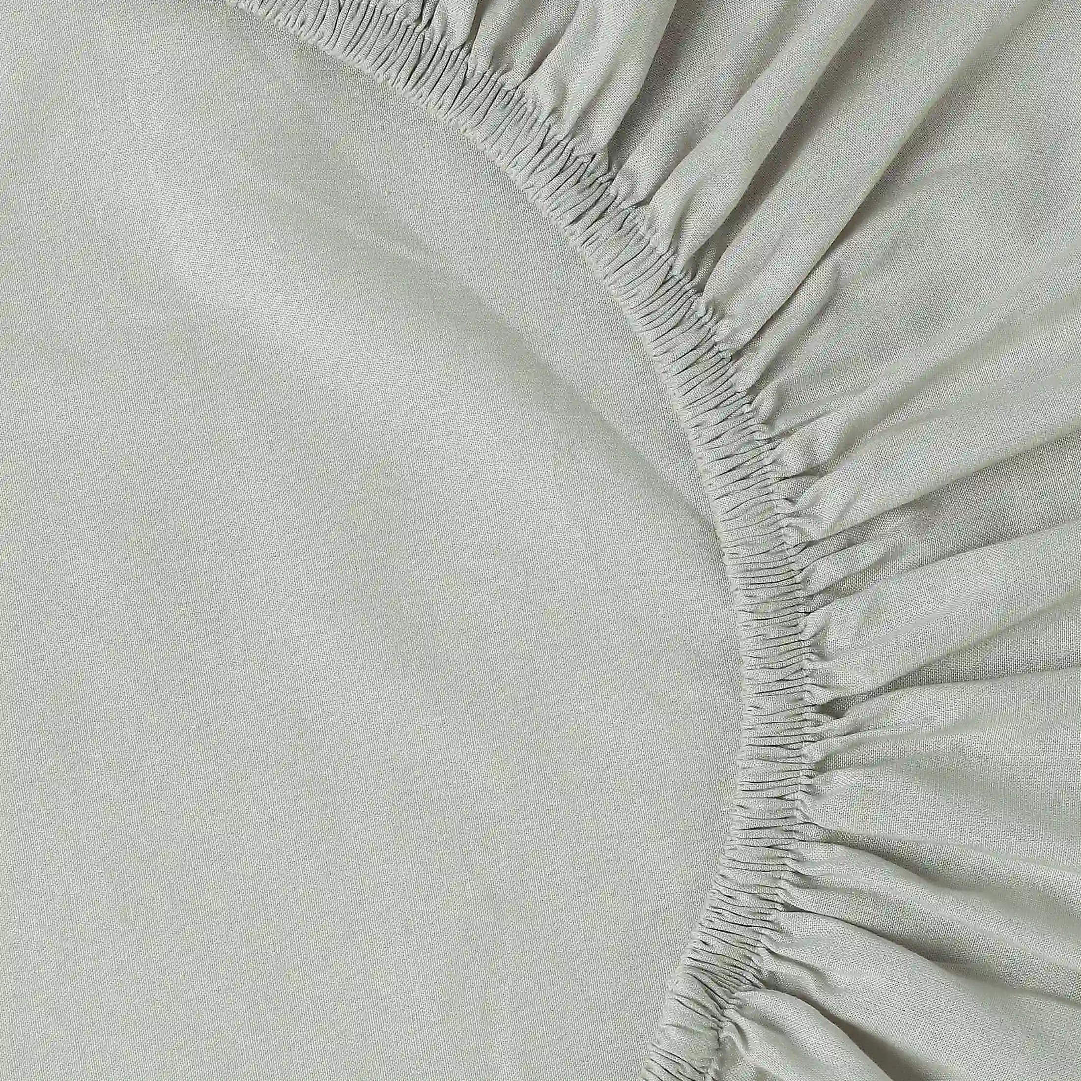 Paleto | Everyday Hues Solid Dyed Cotton Fitted Sheet Set-Silver Silver / King