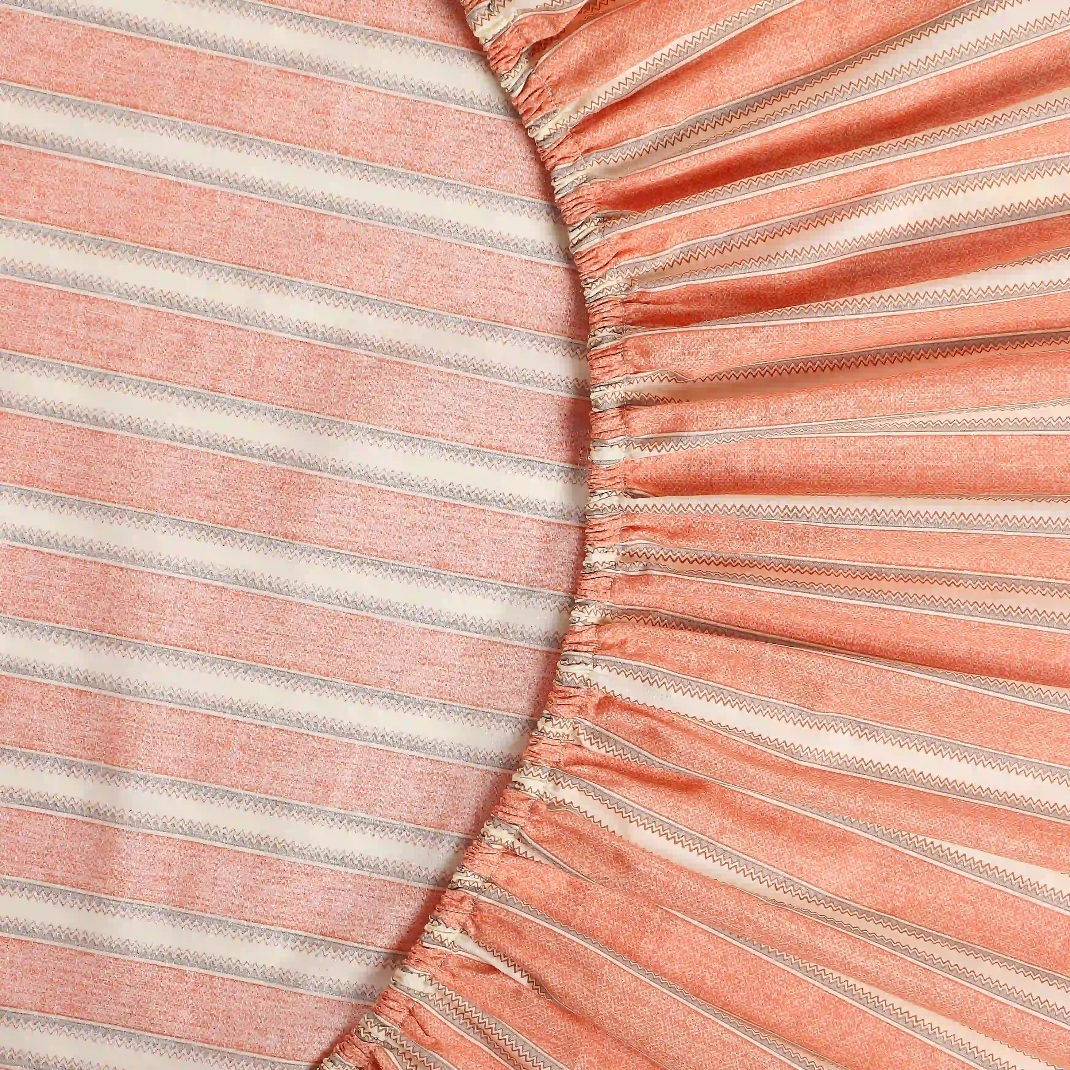 Threadscapes Printed Fitted Sheet Set-Peach Peach / King