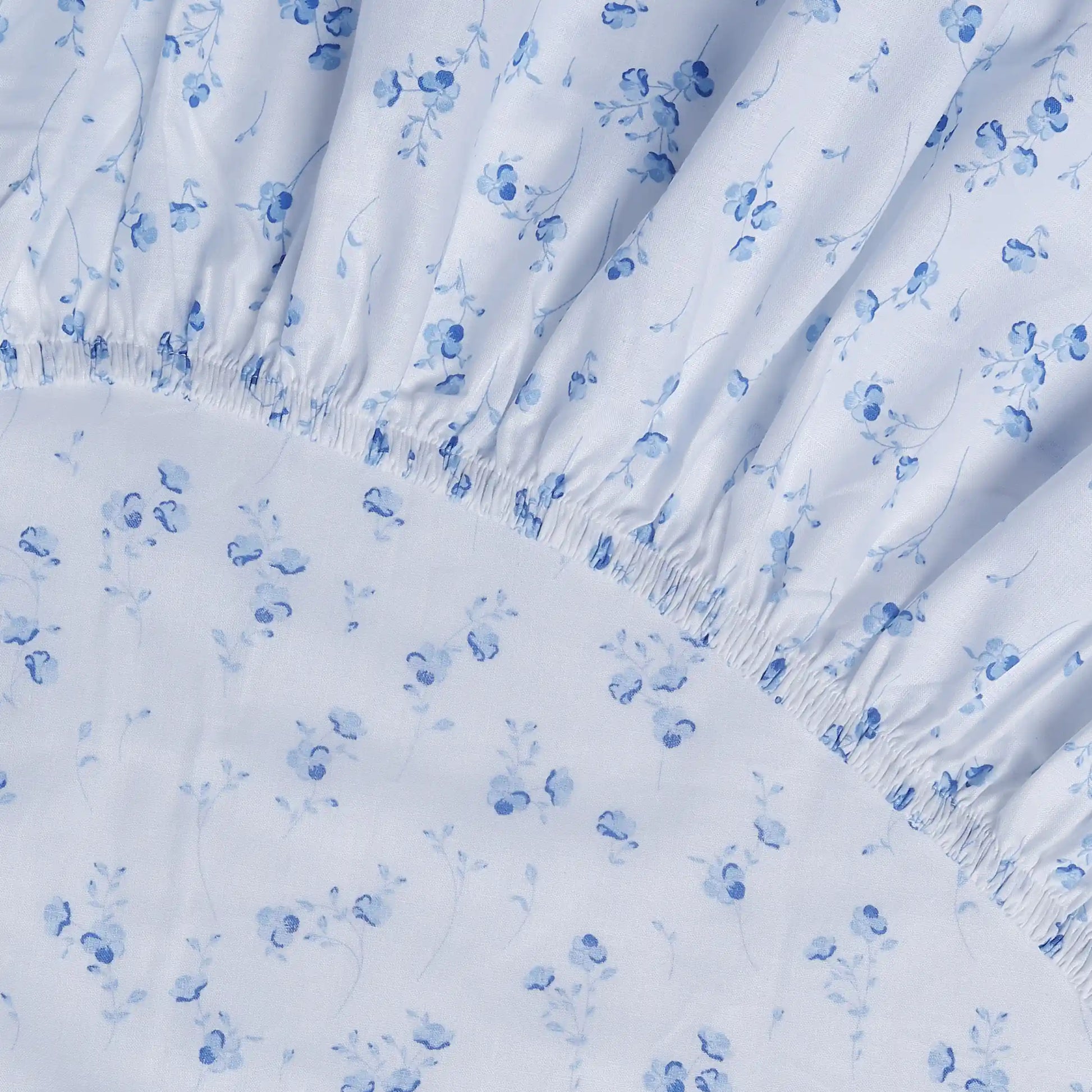 Bloomshire Classic | Everyday Charm Printed Cotton Fitted Sheet Set-Ocean Blue Ocean Blue / Queen