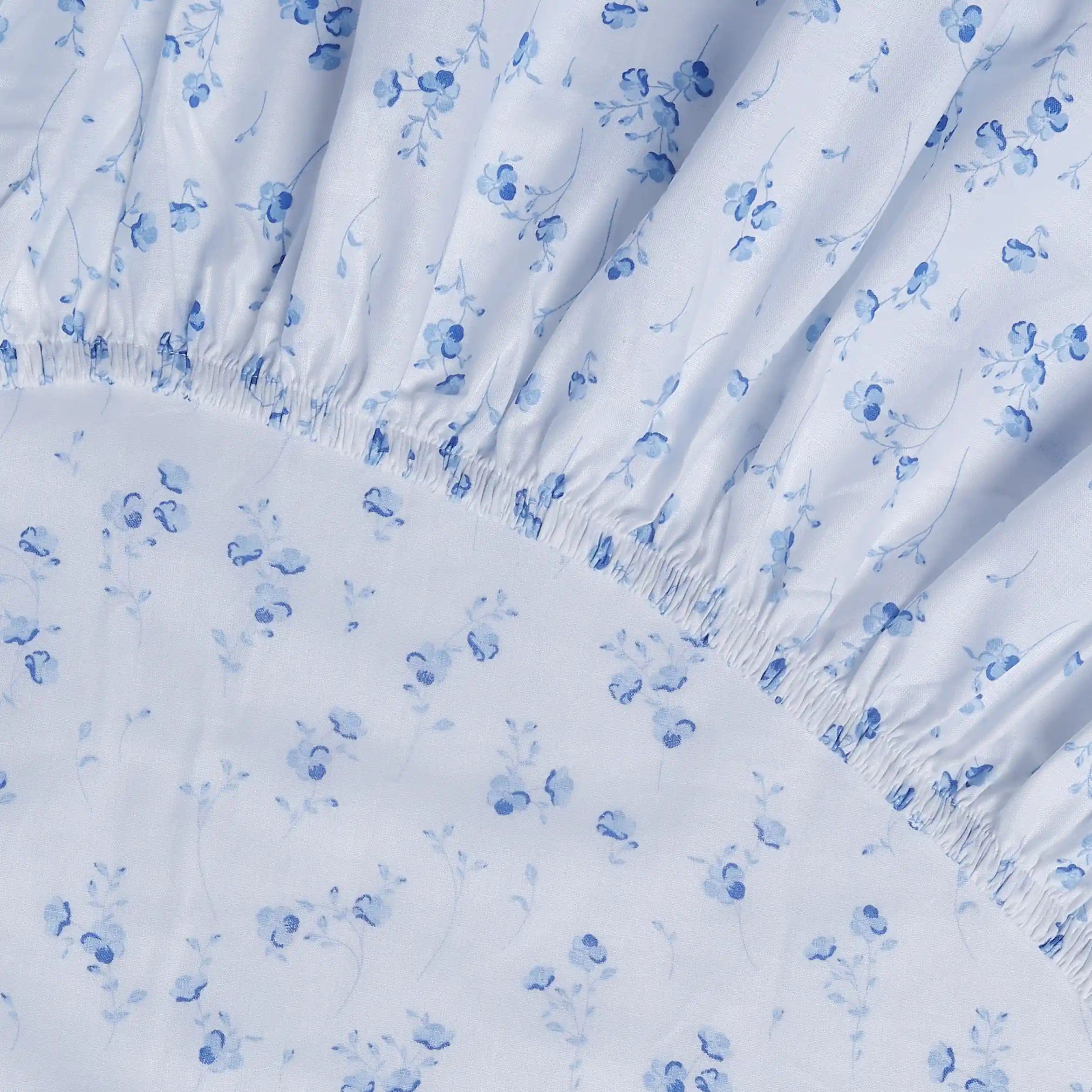 Bloomshire Classic | Everyday Charm Printed Cotton Fitted Sheet Set-Ocean Blue Ocean Blue / Queen