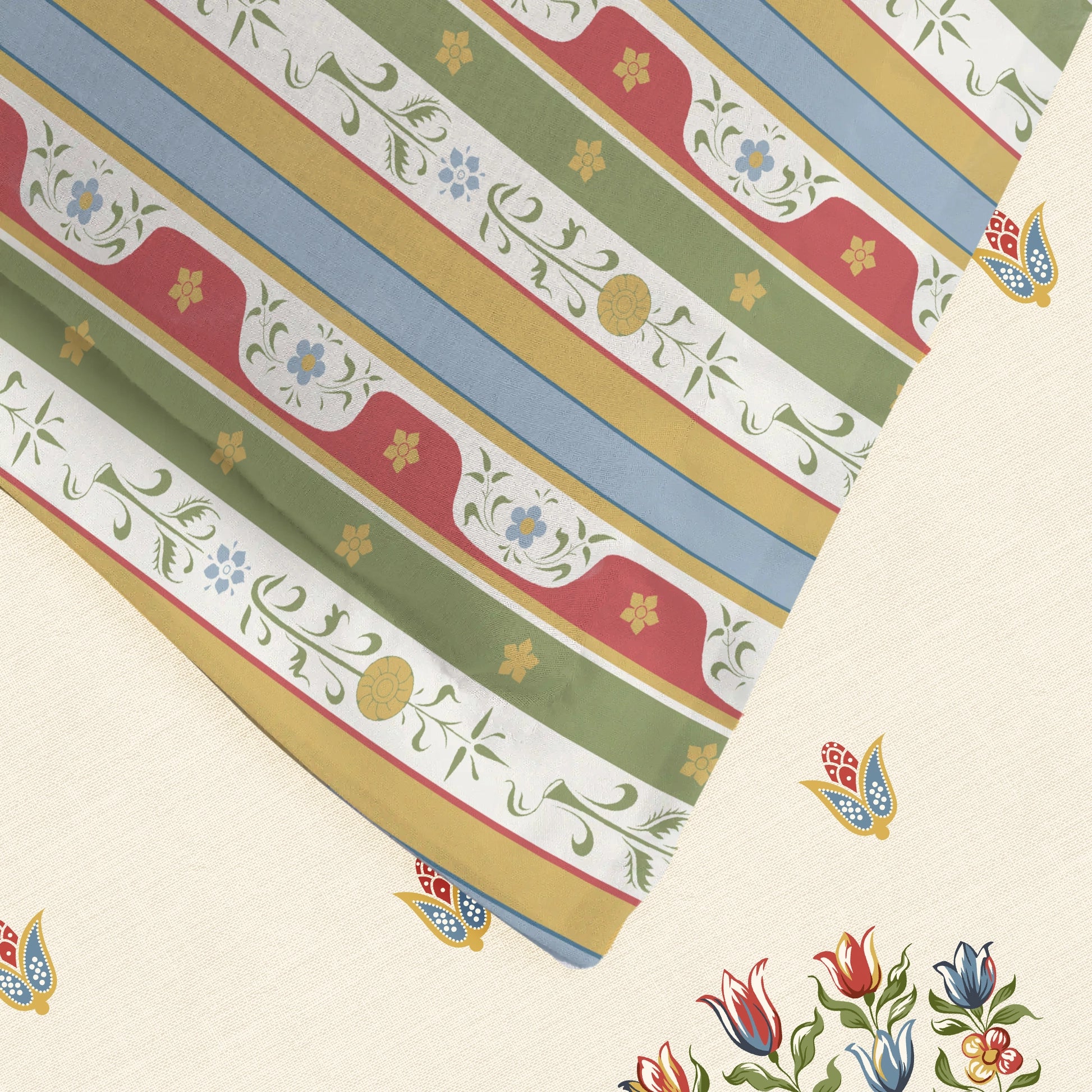 Udyan Tales | Vivid Traditional Printed Bedding Set - Set of Bedsheet & Comforter - Brick Red Brick Red / King