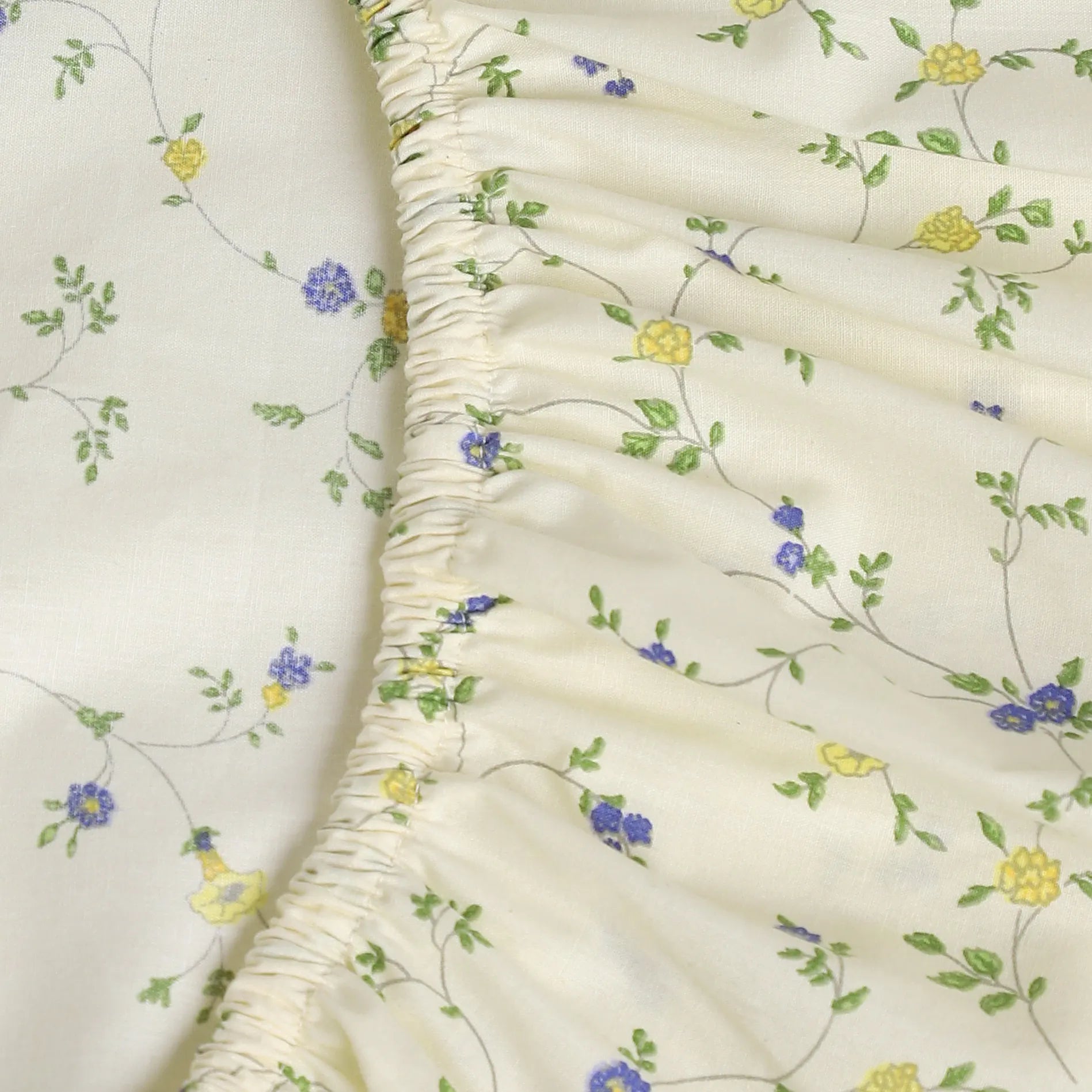 Bloomshire Luxe Printed Fitted Sheet Set-Cream Bloom Cream Bloom / King