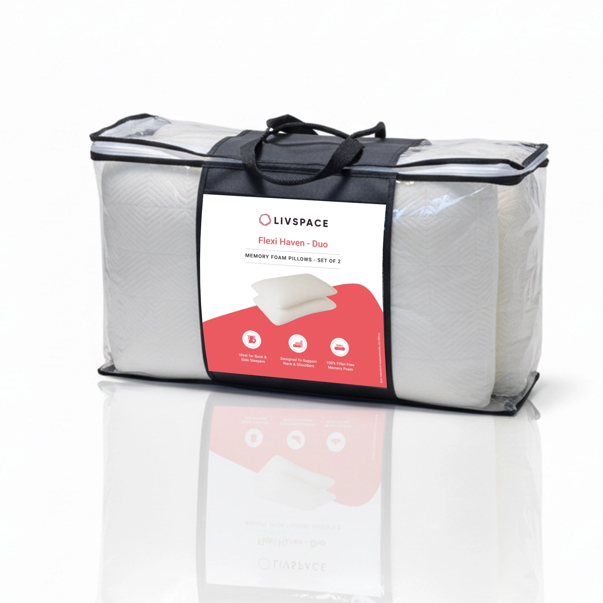 Flexi Haven | Memory Foam Pillow | Set of 2 White