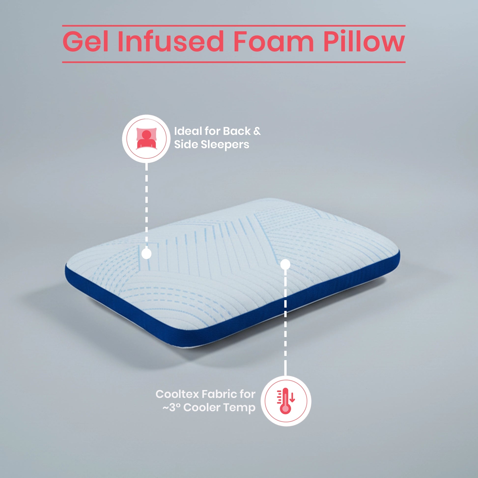 Arctic Snooze | Gel Infused Memory Foam Pillow Blue Sky
