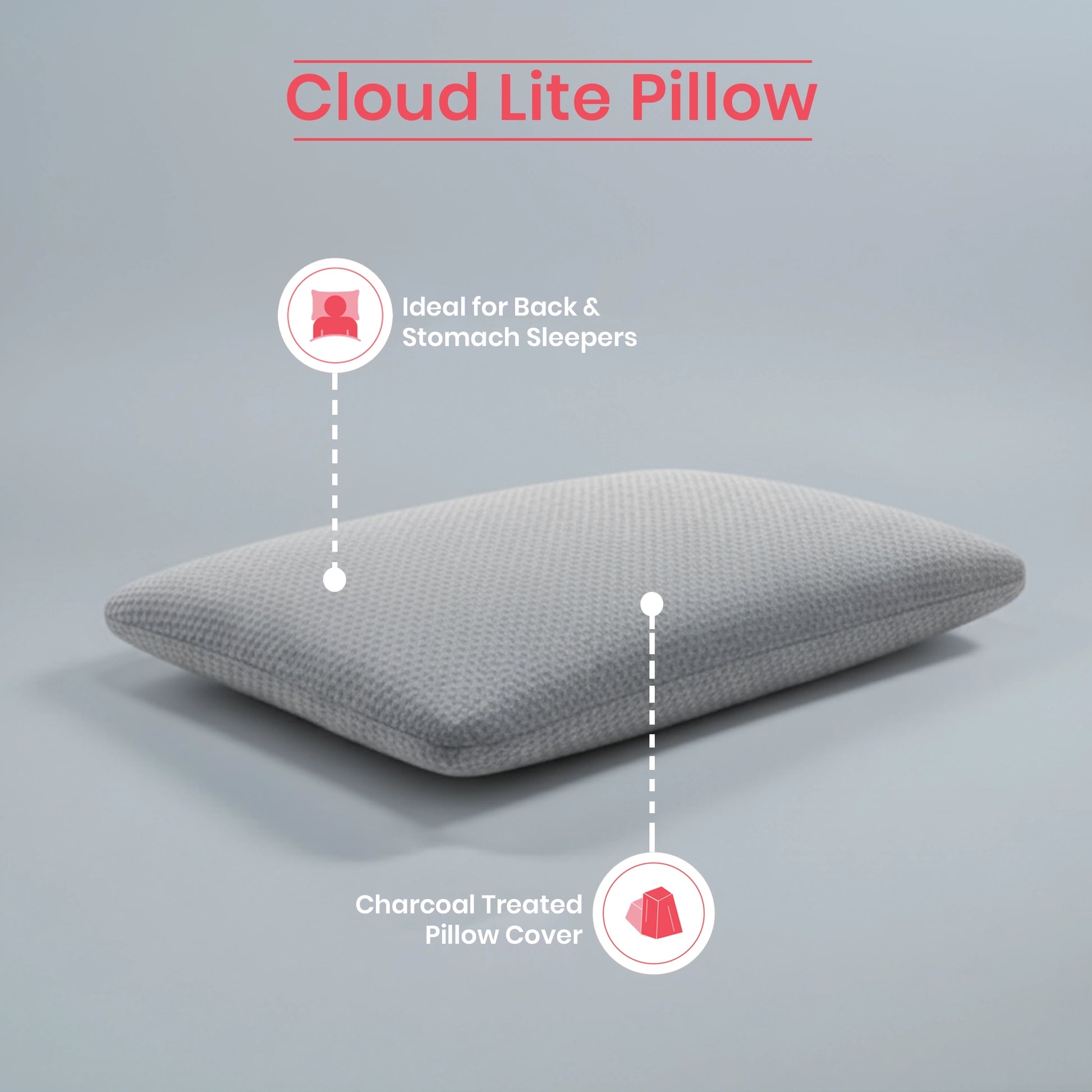 Cloud Lite | Ultra Slim Memory Foam Pillow Grey