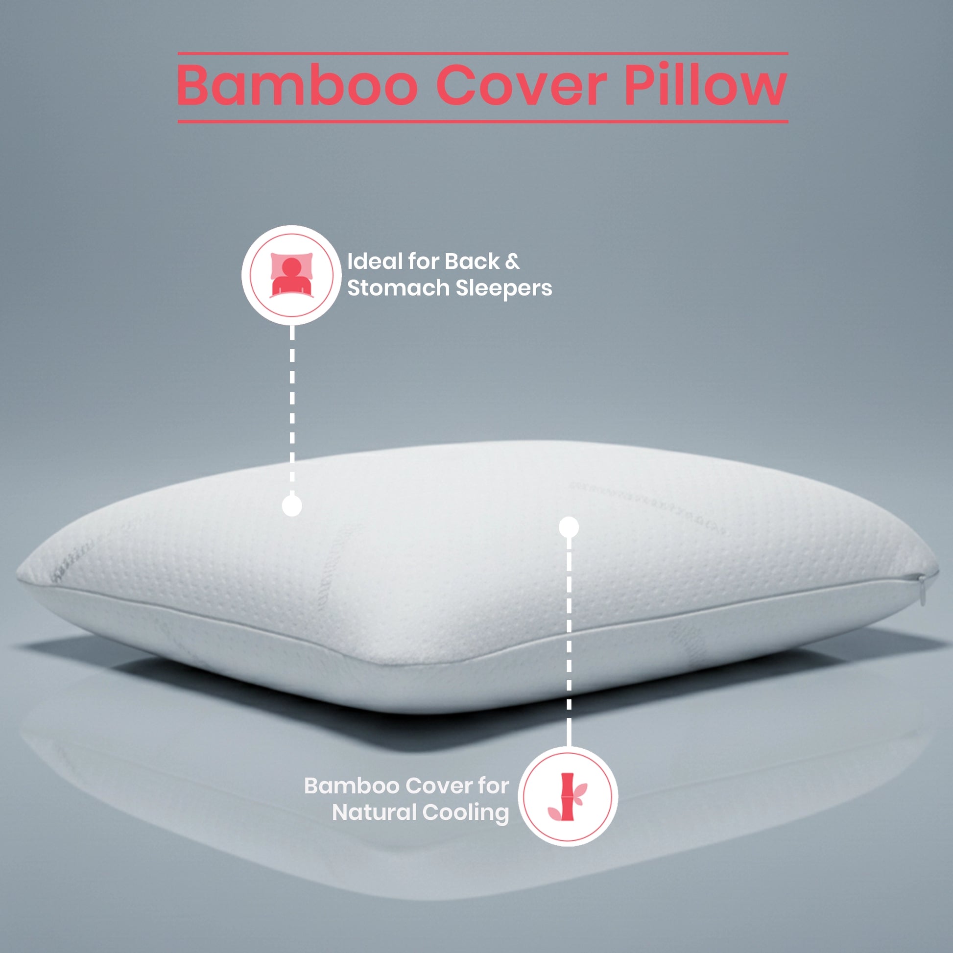 Bamboo Hush | Slim Memory Foam Pillow with Bamboo Fabric Cover White