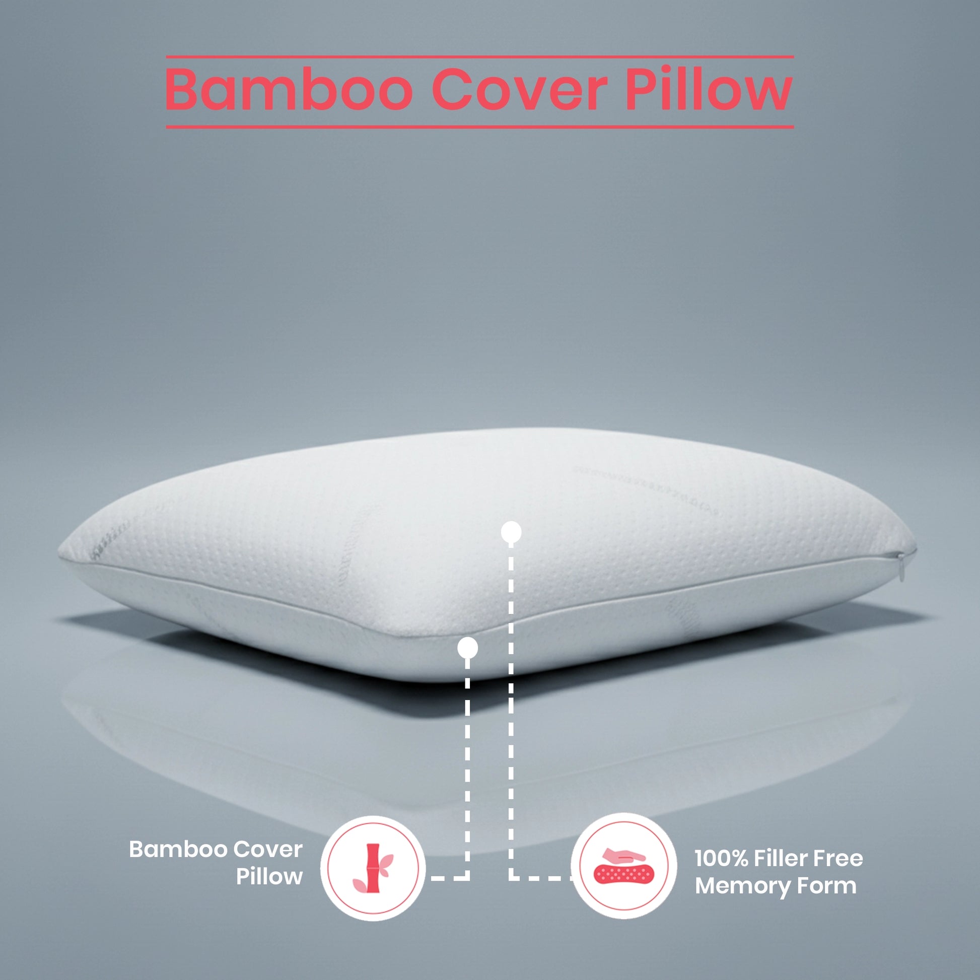 Bamboo Hush | Slim Memory Foam Pillow with Bamboo Fabric Cover White