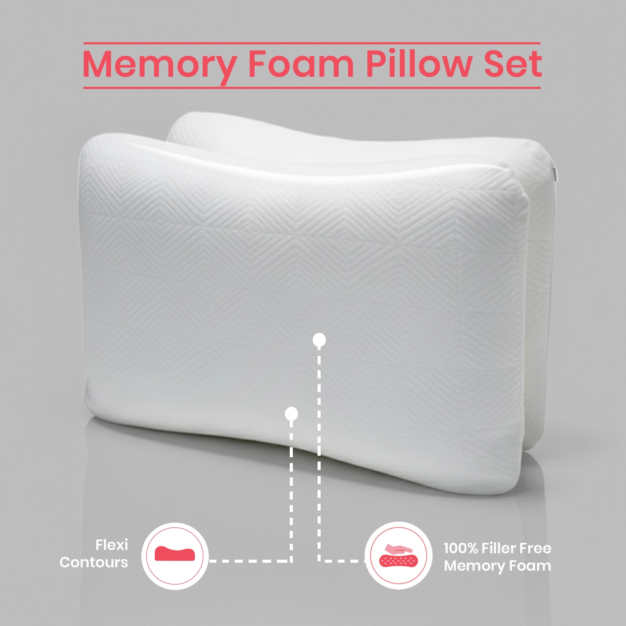 Flexi Haven | Memory Foam Pillow | Set of 2 White