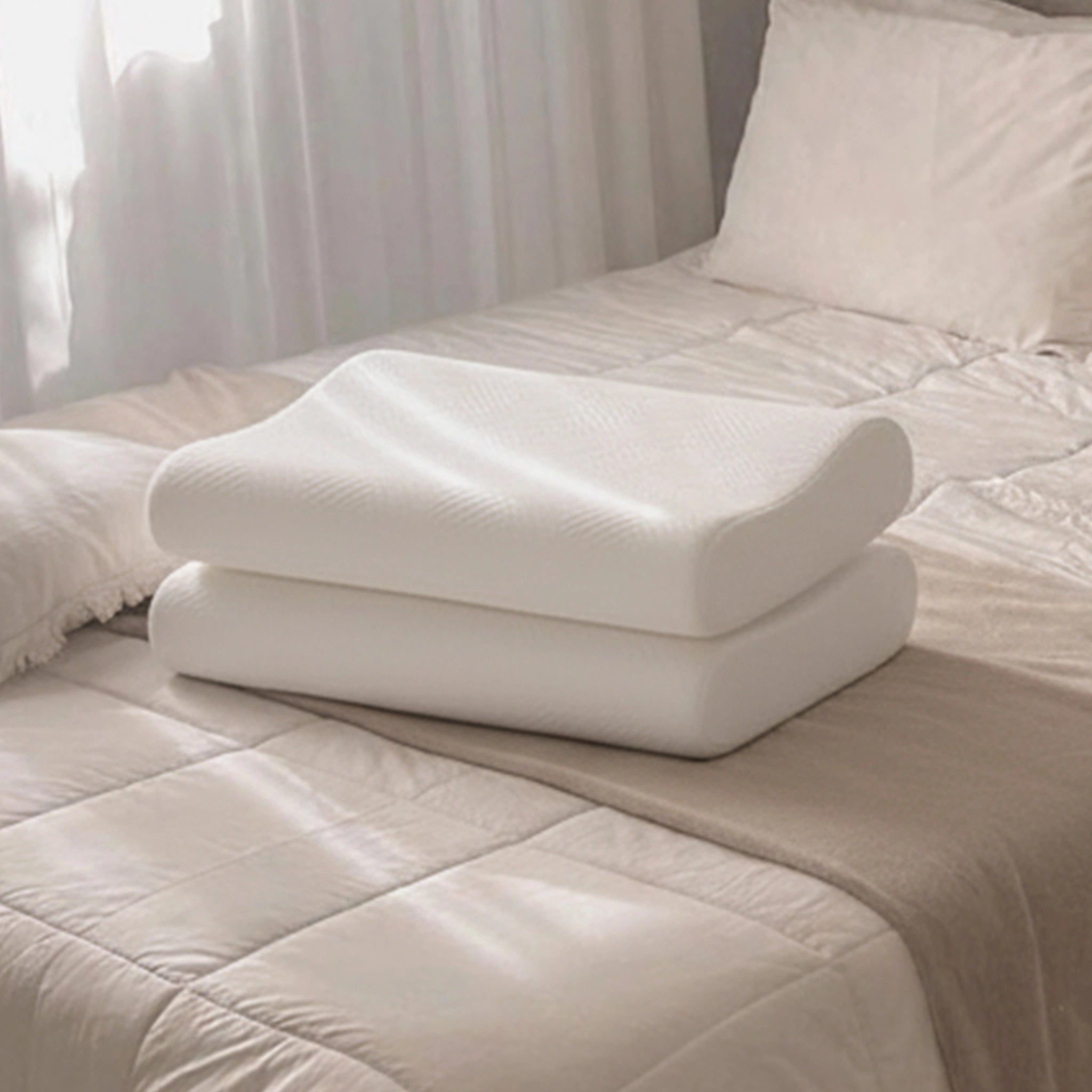 Flexi Contour | Contoured Memory Foam Pillow | Set of 2 White