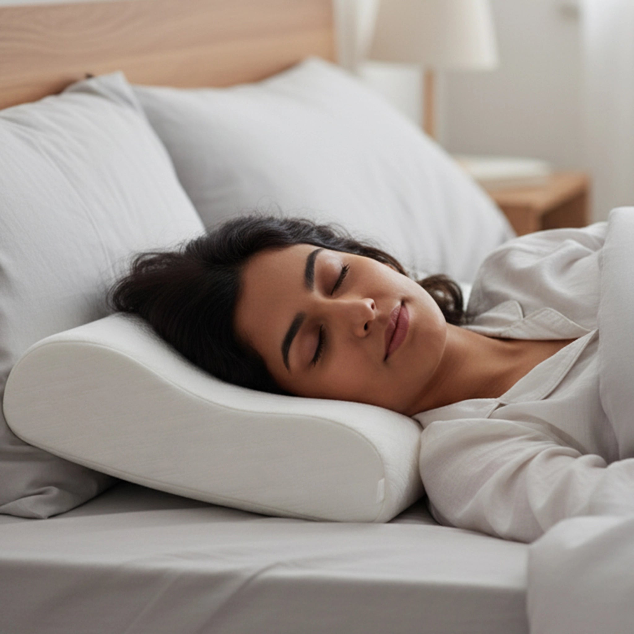 Aloe Contour | Ergonomic Memory Foam Pillow with Aloe Treatment White