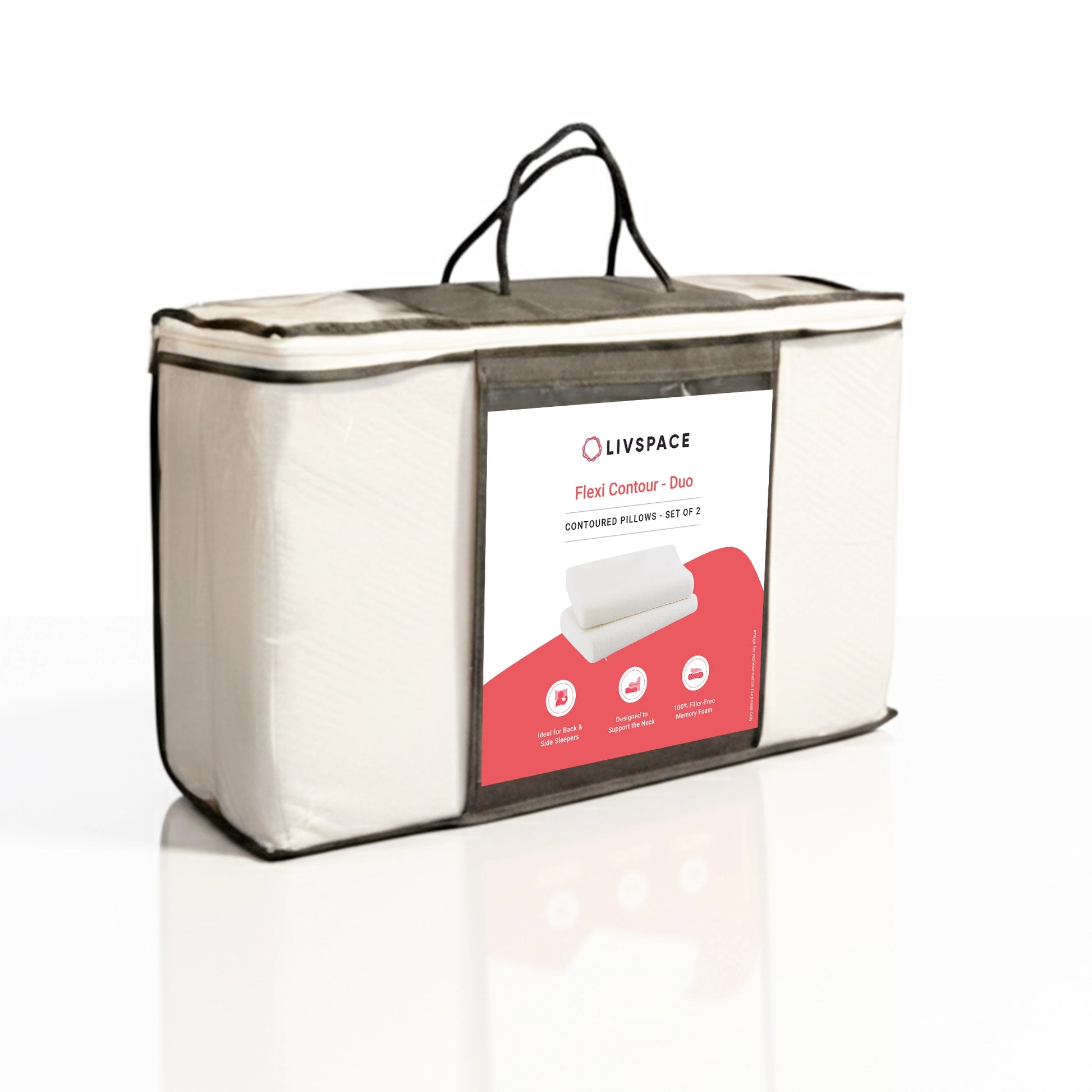 Flexi Contour | Contoured Memory Foam Pillow | Set of 2 White