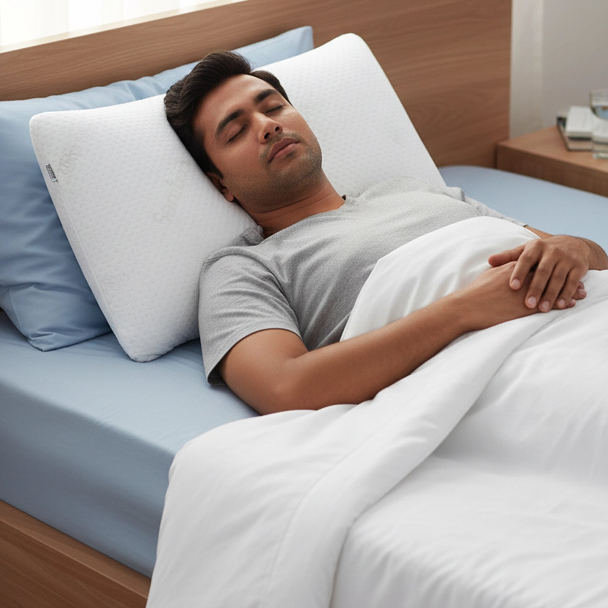 Bamboo Hush | Slim Memory Foam Pillow with Bamboo Fabric Cover White