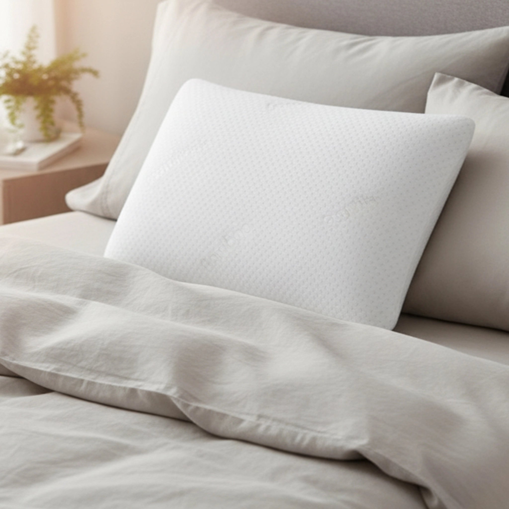 Bamboo Hush | Slim Memory Foam Pillow with Bamboo Fabric Cover White