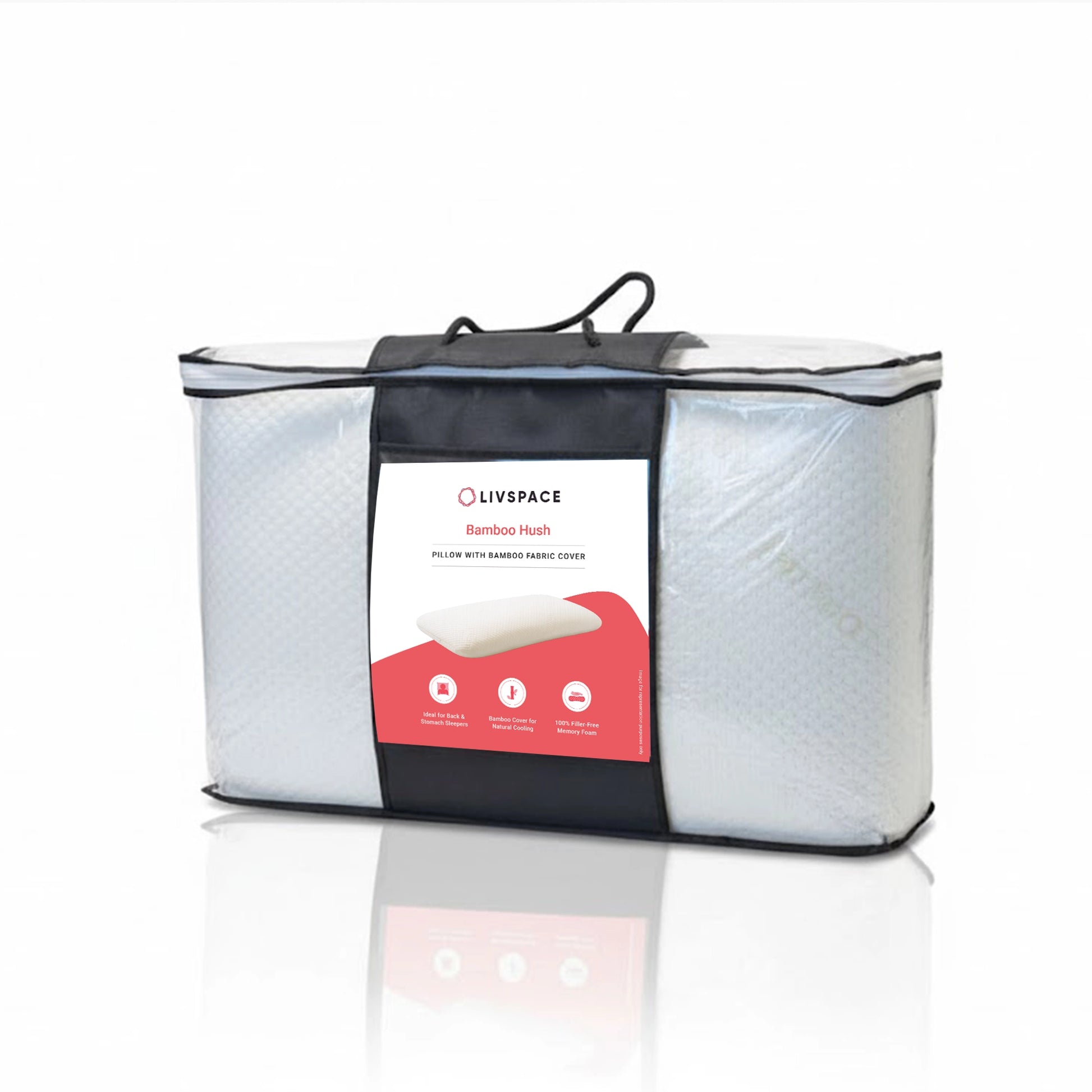 Bamboo Hush | Slim Memory Foam Pillow with Bamboo Fabric Cover White