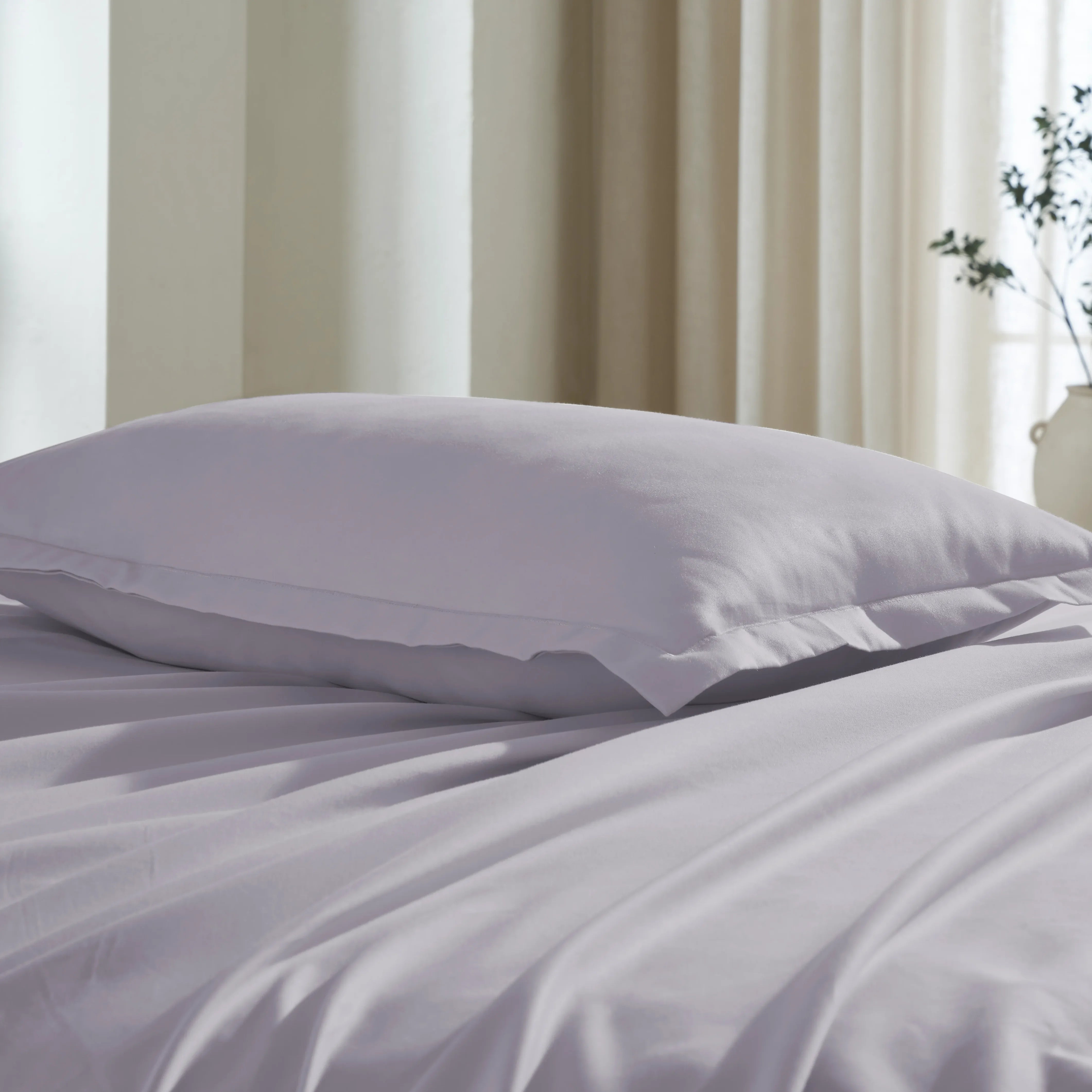 Pelushe | 800TC Long Staple Cotton Luxurious Super Soft Bedsheet Set | Pillow Cover with Merrow Hem Treatment Grey Lavender / Super King