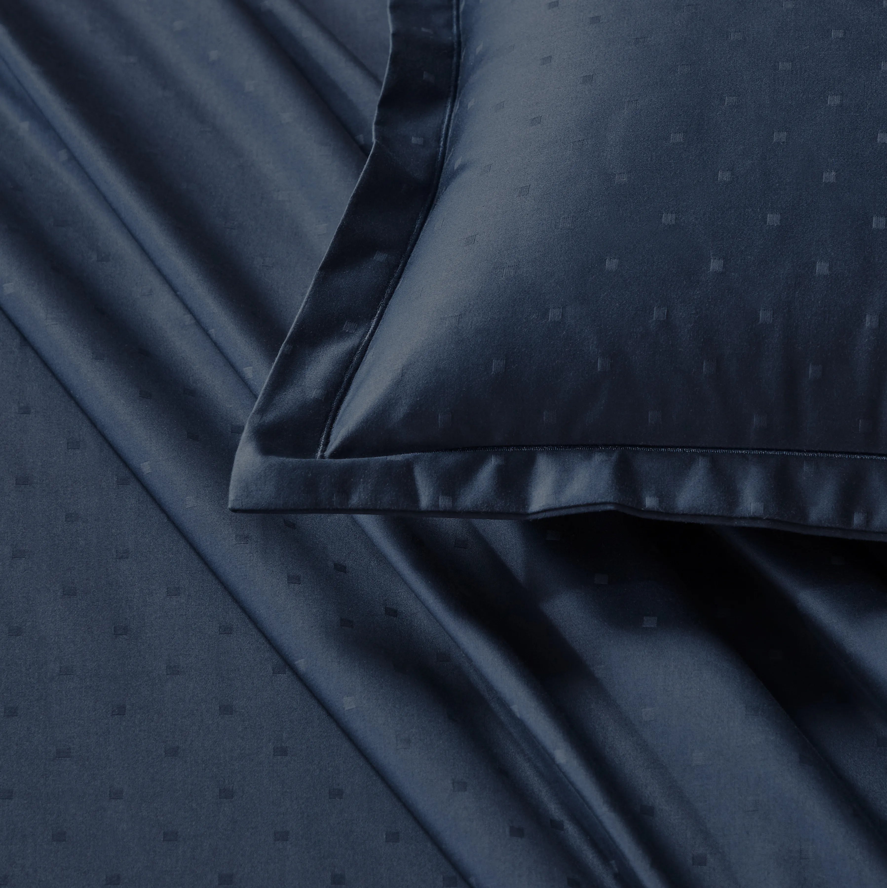 Ricaso | 1000TC Egyptian Cotton Swiss Dot Super Soft Bedsheet Set | Pillow Cover with Merrow Hem Treatment Navy / Super King