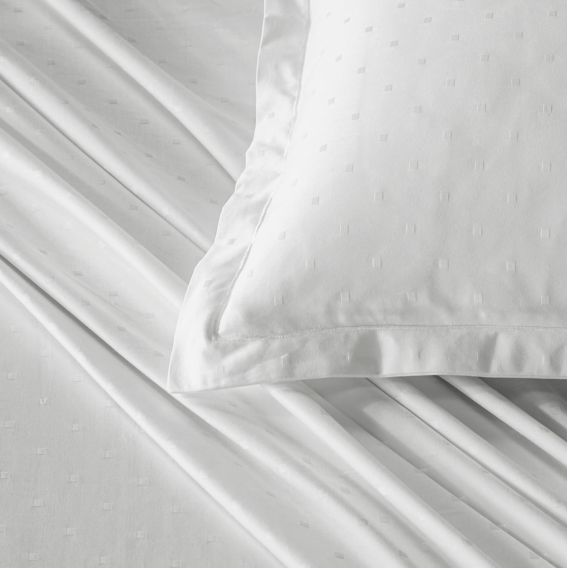 Ricaso | 1000TC Egyptian Cotton Swiss Dot Super Soft Bedsheet Set | Pillow Cover with Merrow Hem Treatment White / Super King