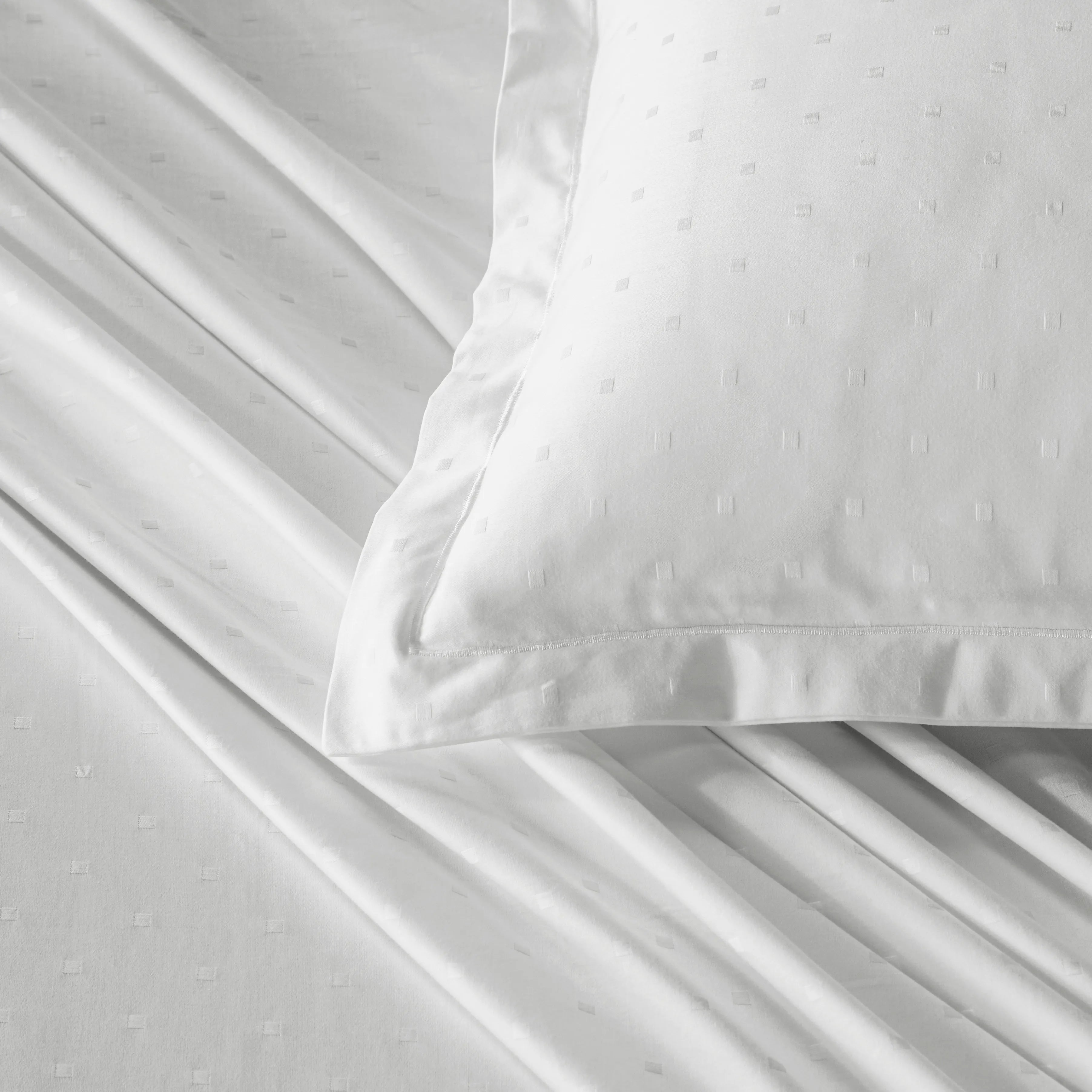 Ricaso | 1000TC Egyptian Cotton Swiss Dot Super Soft Bedsheet Set | Pillow Cover with Merrow Hem Treatment White / Super King