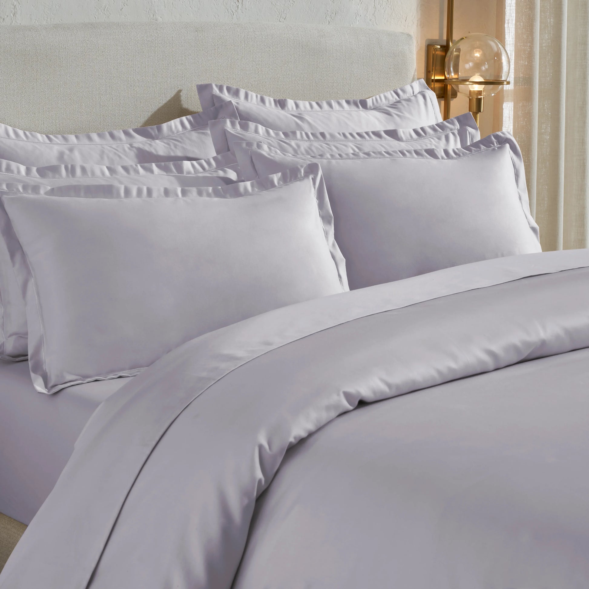 Pelushe | 800TC Long Staple Cotton Luxurious Super Soft Bedsheet Set | Pillow Cover with Merrow Hem Treatment Grey Lavender / Super King