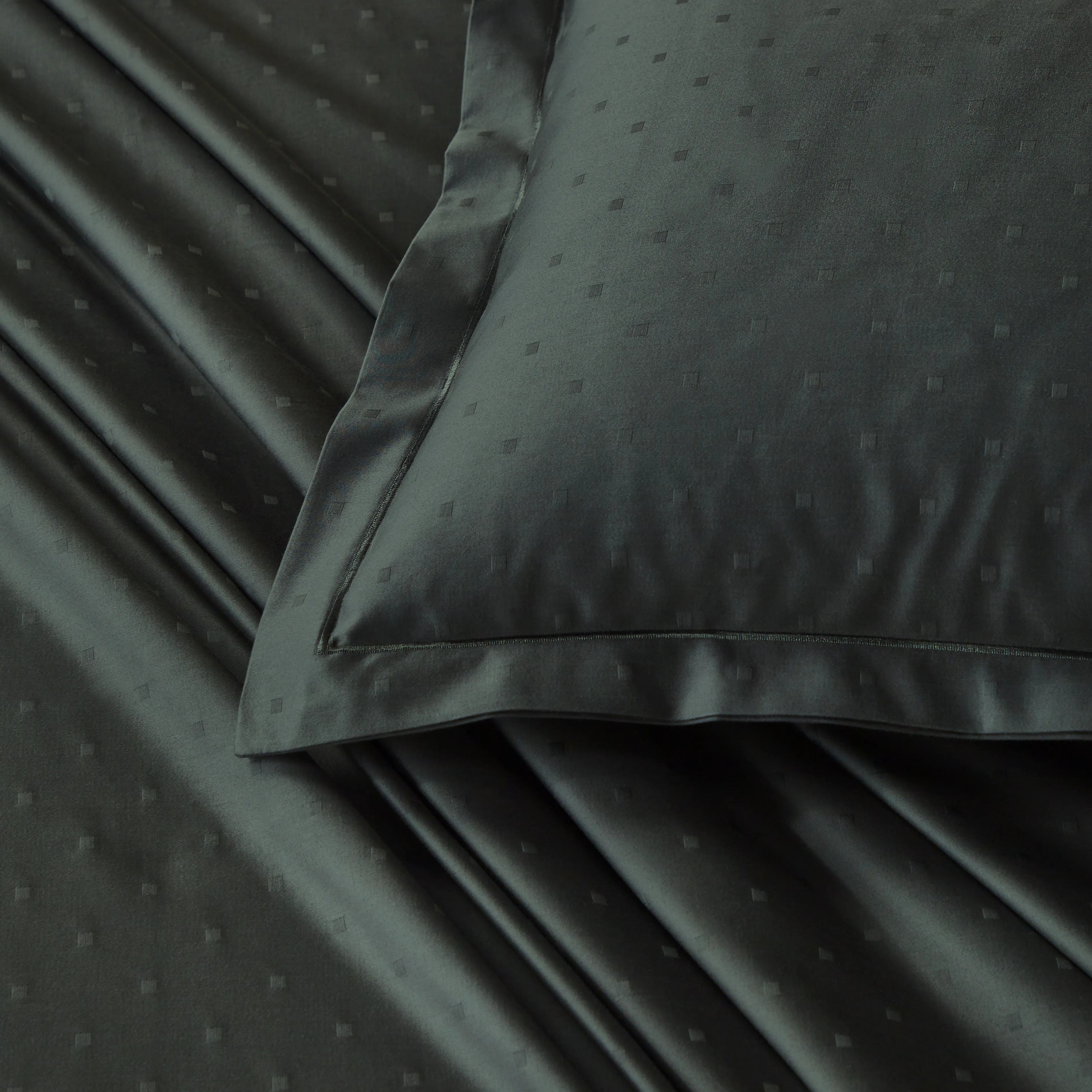 Ricaso | 1000TC Egyptian Cotton Swiss Dot Super Soft Bedsheet Set | Pillow Cover with Merrow Hem Treatment Dark Grey / Super King