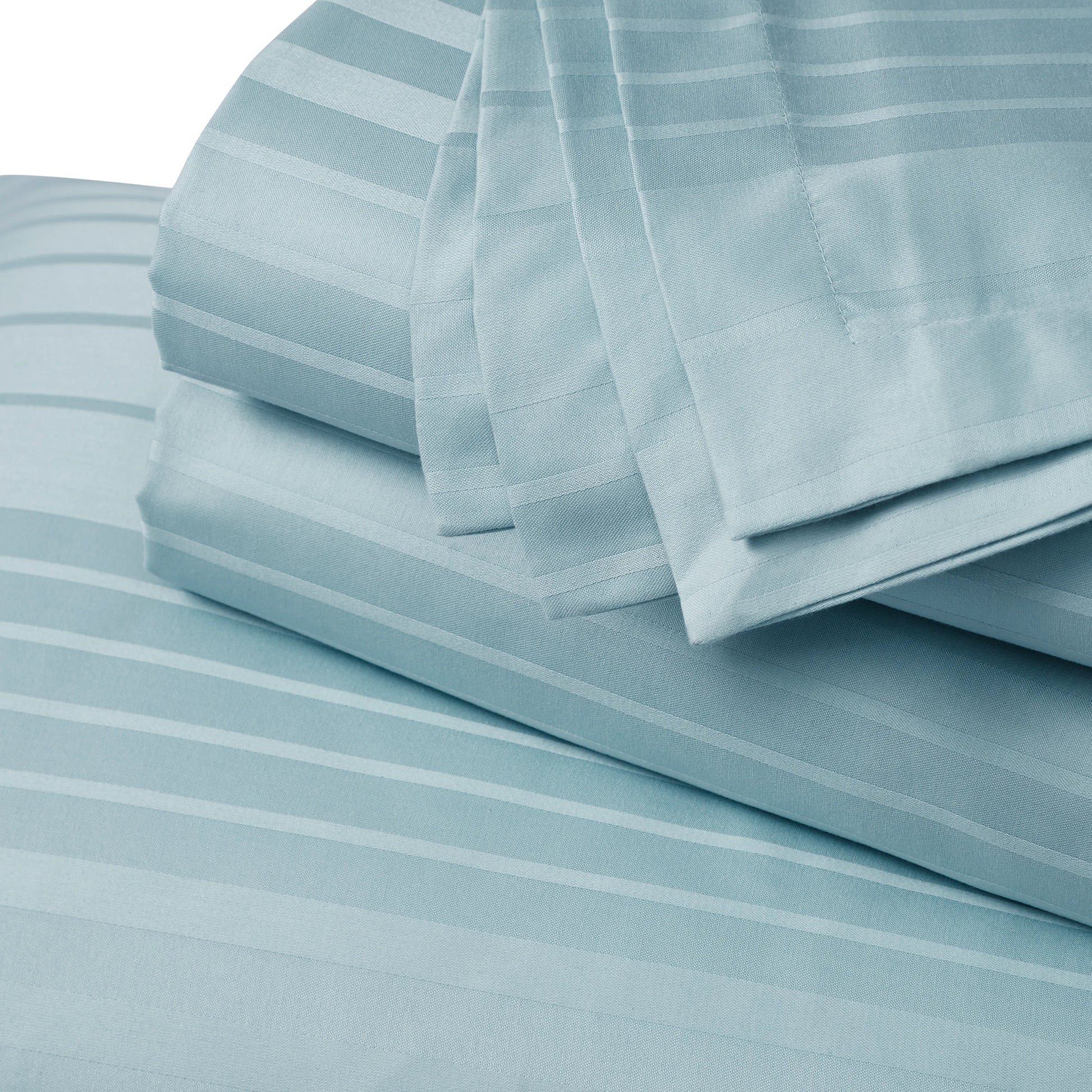 Seraya | 400TC Varigated Stripes Super Soft Bedsheet Set Blue Sky / Super King