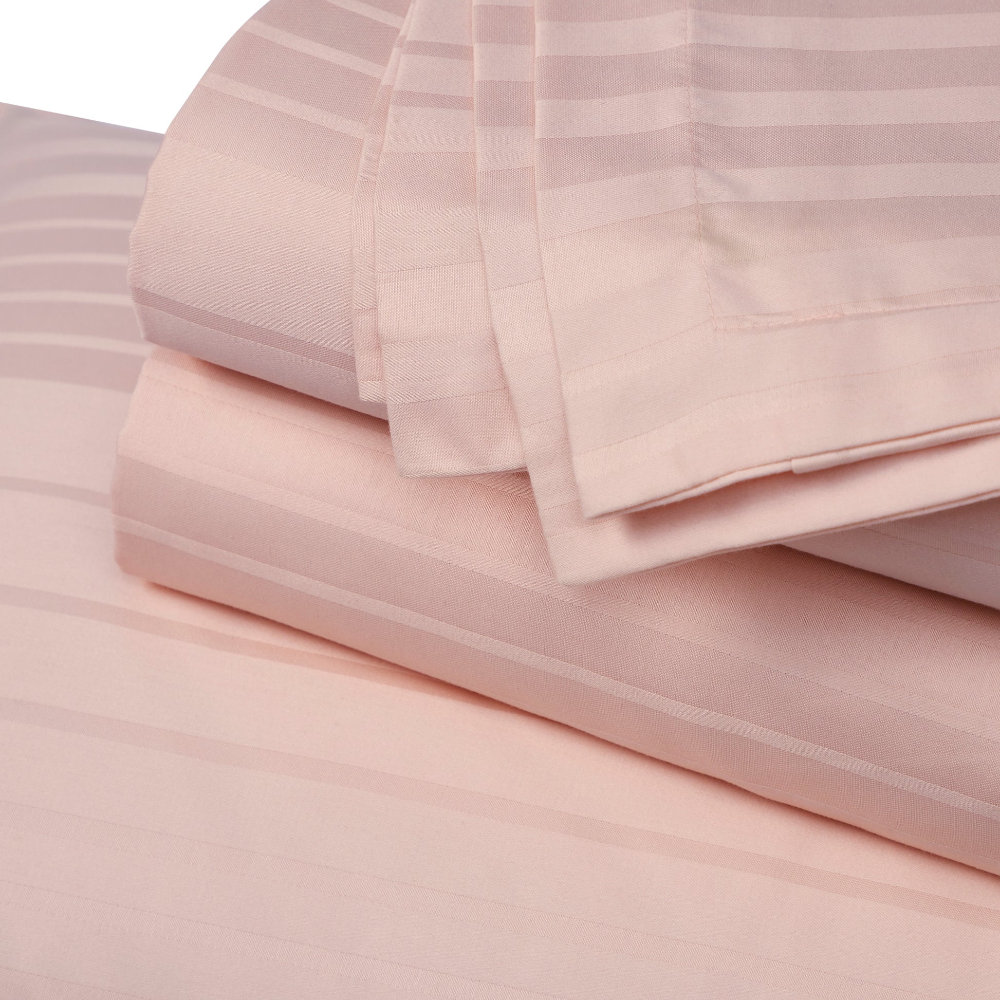 Seraya | 400TC Varigated Stripes Super Soft Bedsheet Set Veiled Rose / Super King