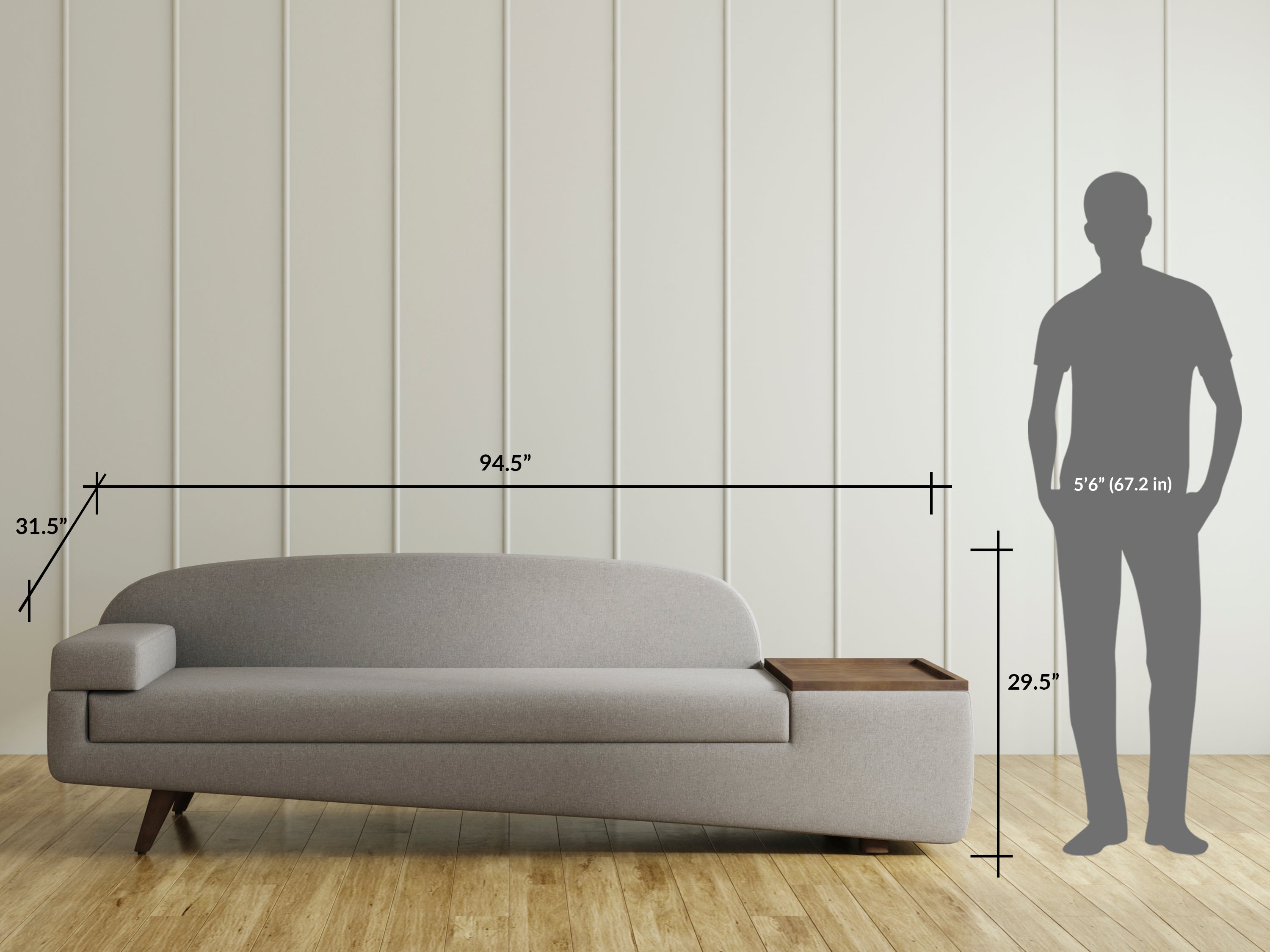 Wedge 3 Seater Sofa, Left Arm