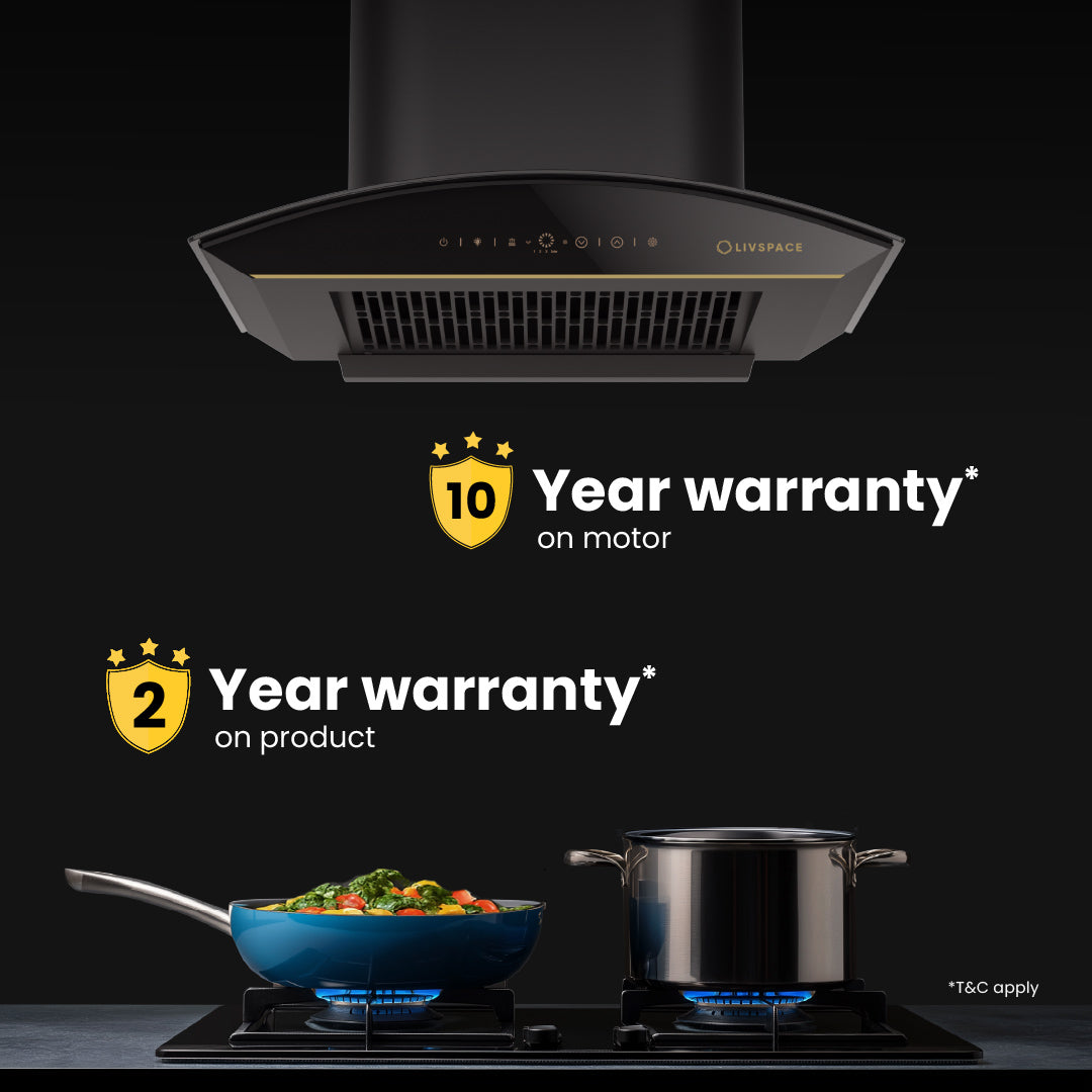 Intellia by Livspace AutoClean Curve Shape BLDC chimney 600mm size 1600m3/h suction power (Ducted) | Intellia CH C 60
