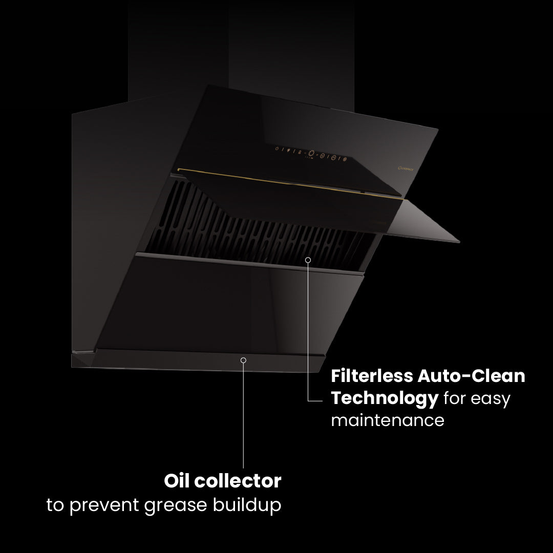 Intellia by Livspace AutoClean Inclined Shape BLDC chimney 600mm size 1600m3/h suction power (Ducted) | Intellia CH I 60