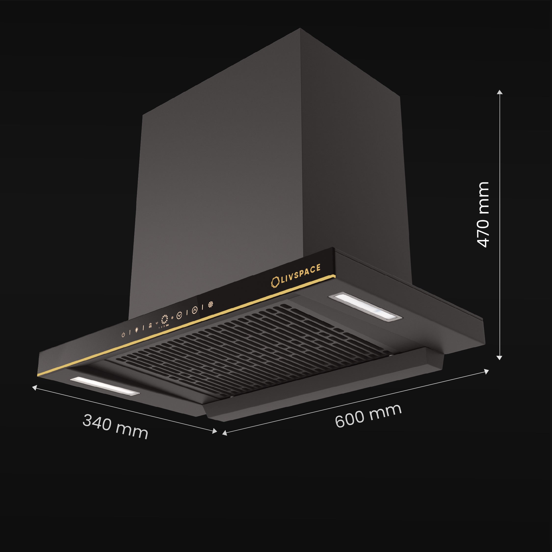 Intellia by Livspace AutoClean Curve Shape BLDC chimney 600mm size 1600m3/h suction power (Ducted) | Intellia CH T 60