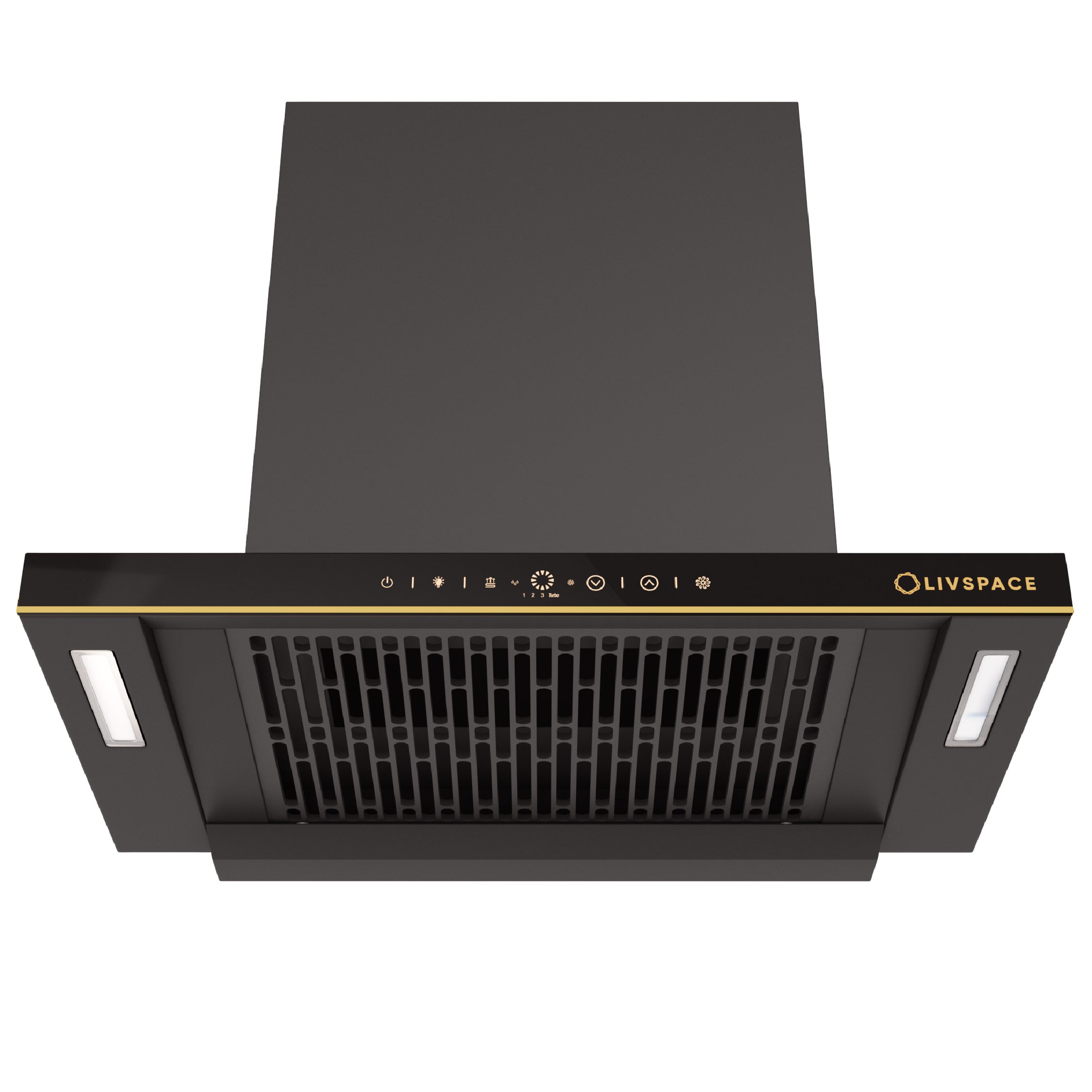 Intellia by LIVSPACE T-shape shape BLDC autoclean Filterless 600mm 1600m3/h suction Chimney & 3 Brass Burner Gloss finish 770mm with Auto Ignition Cooktop with installation (Ducted) | Intellia CH T 60 & Intellia CT 77 3B