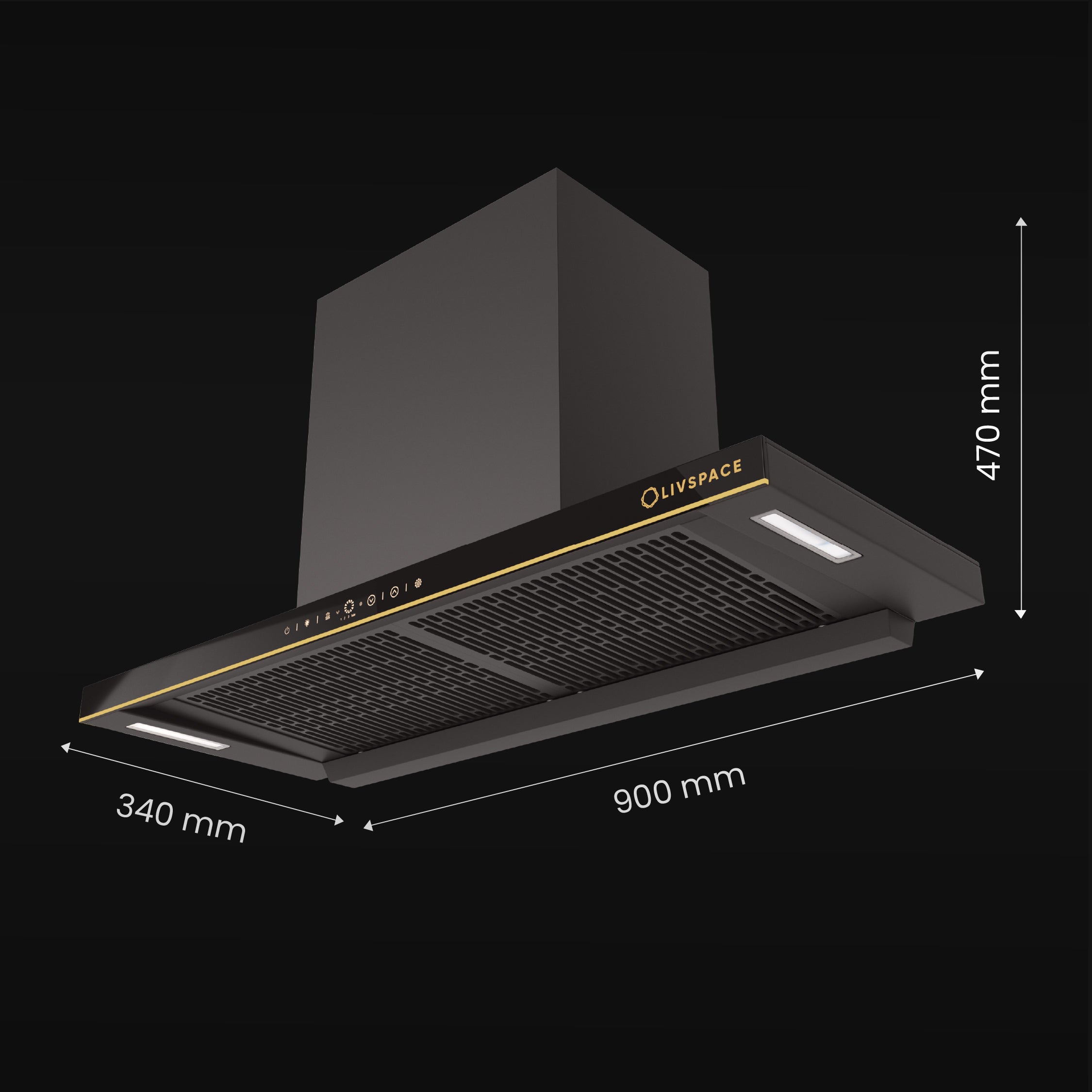 Intellia by Livspace AutoClean Curve Shape BLDC chimney 900mm size 1600m3/h suction power (Ducted) | Intellia CH T 90