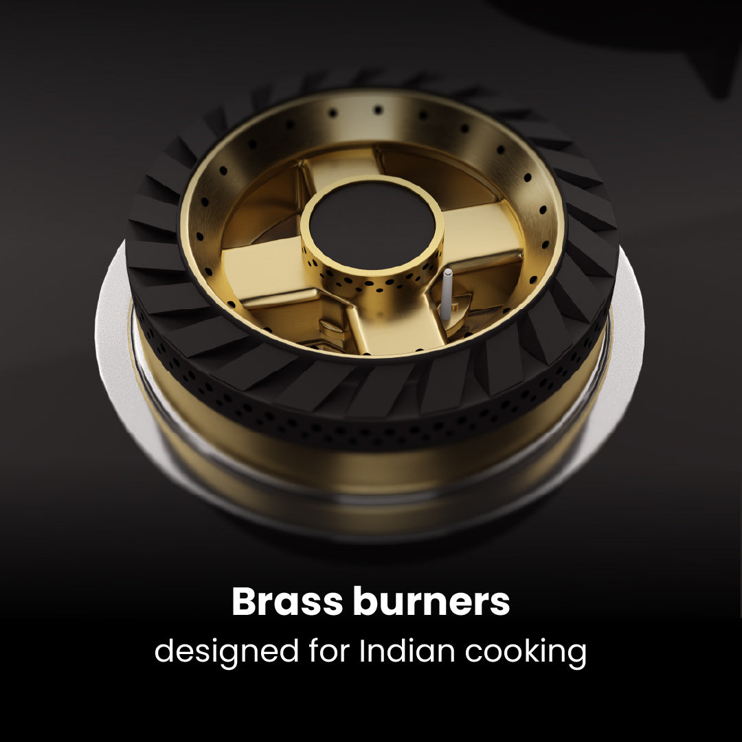 Intellia by Livspace 4 Brass Burner 595mm with Auto Ignition Gloss finish Hob  | Intellia HB 4B G 60