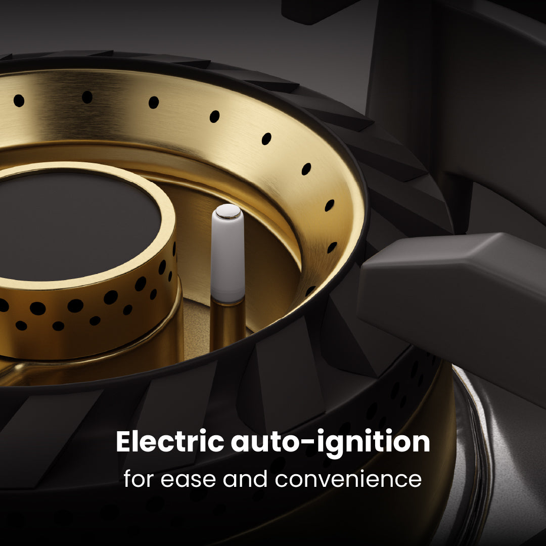 Intellia by Livspace 4 Brass Burner 900mm with Auto Ignition Gloss finish Hob  | Intellia HB 4B G 90