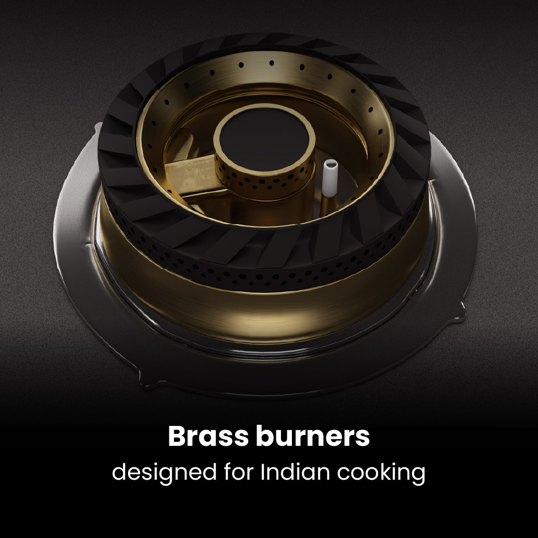 Intellia by Livspace 4 Brass Burner 595mm with Auto Ignition Matt finish Hob  | Intellia HB 4B M 60