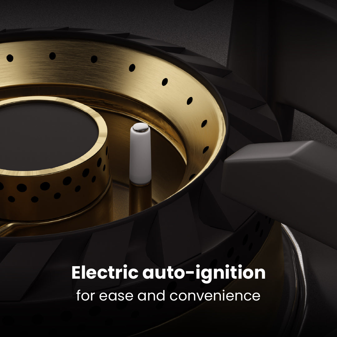 Intellia by Livspace 4 Brass Burner 595mm with Auto Ignition Matt finish Hob  | Intellia HB 4B M 60