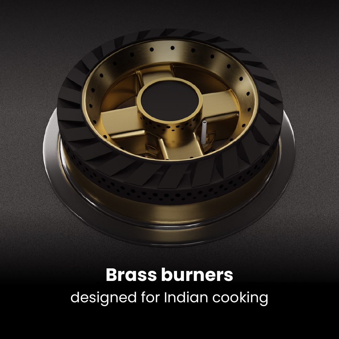 Intellia by Livspace 4 Brass Burner 900mm with Auto Ignition Matt finish Hob  | Intellia HB 4B M 90